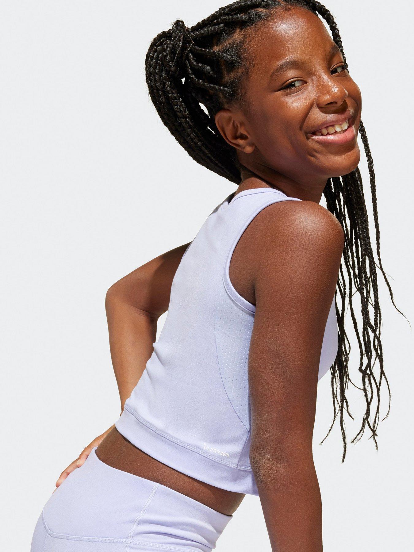 Image 5 of 5 of adidas Junior Girls Training Fav Crop Top - Purple
