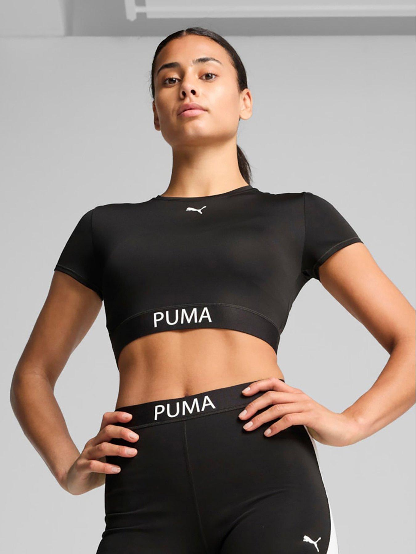 Puma Women's Training Strong Cropped Top, Puma Black, Size L, Women