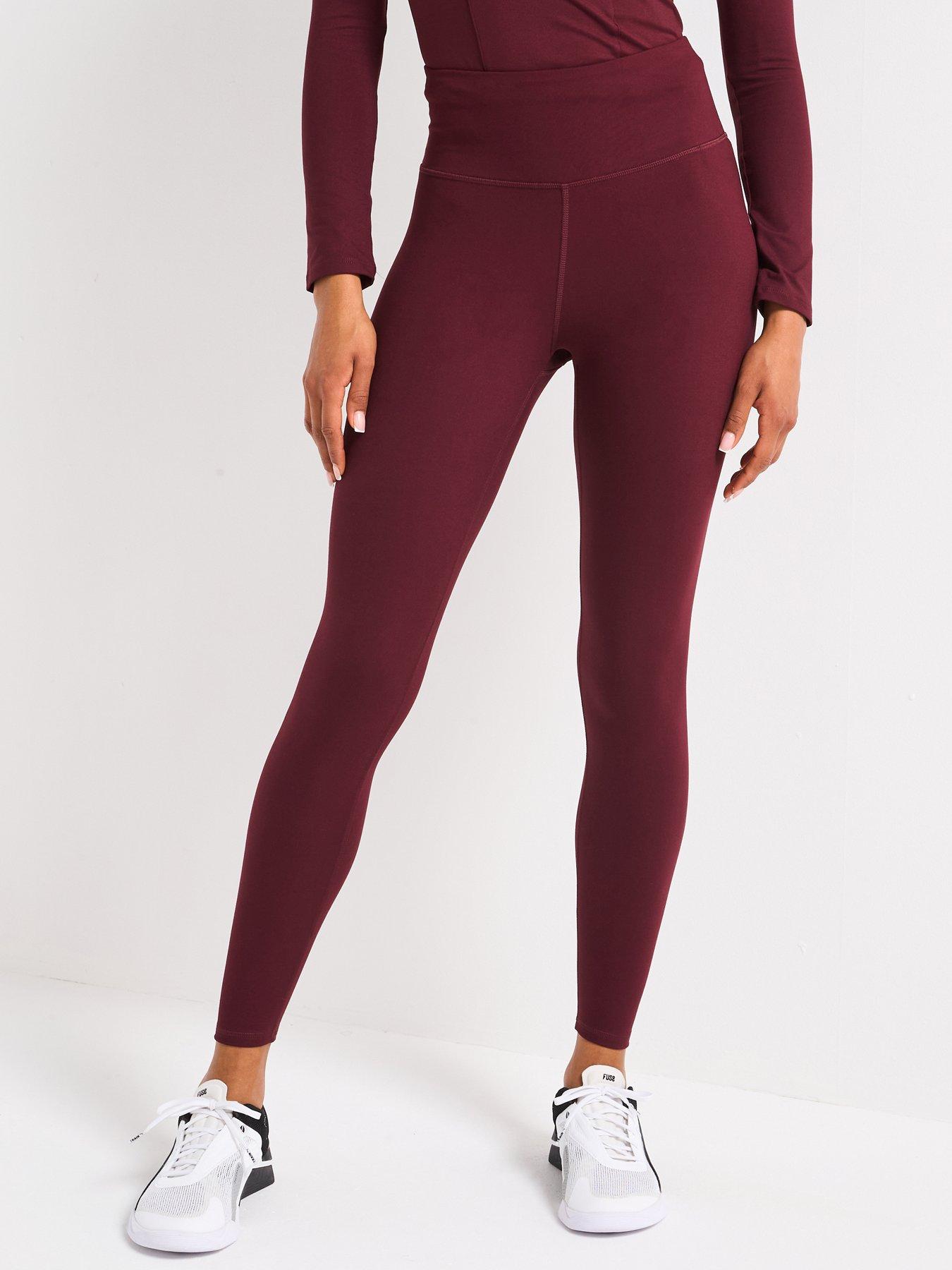 undefined Womens Training Evolve High Waist Full Length Tights - Burgundy - Purple