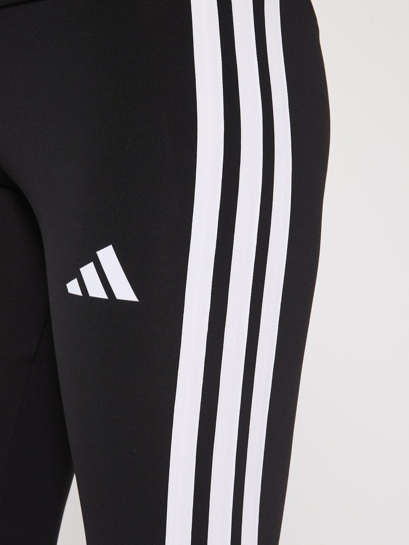 Image 4 of 5 of adidas Junior Girls Train Essentials 3 Stripe Tights - Black/White