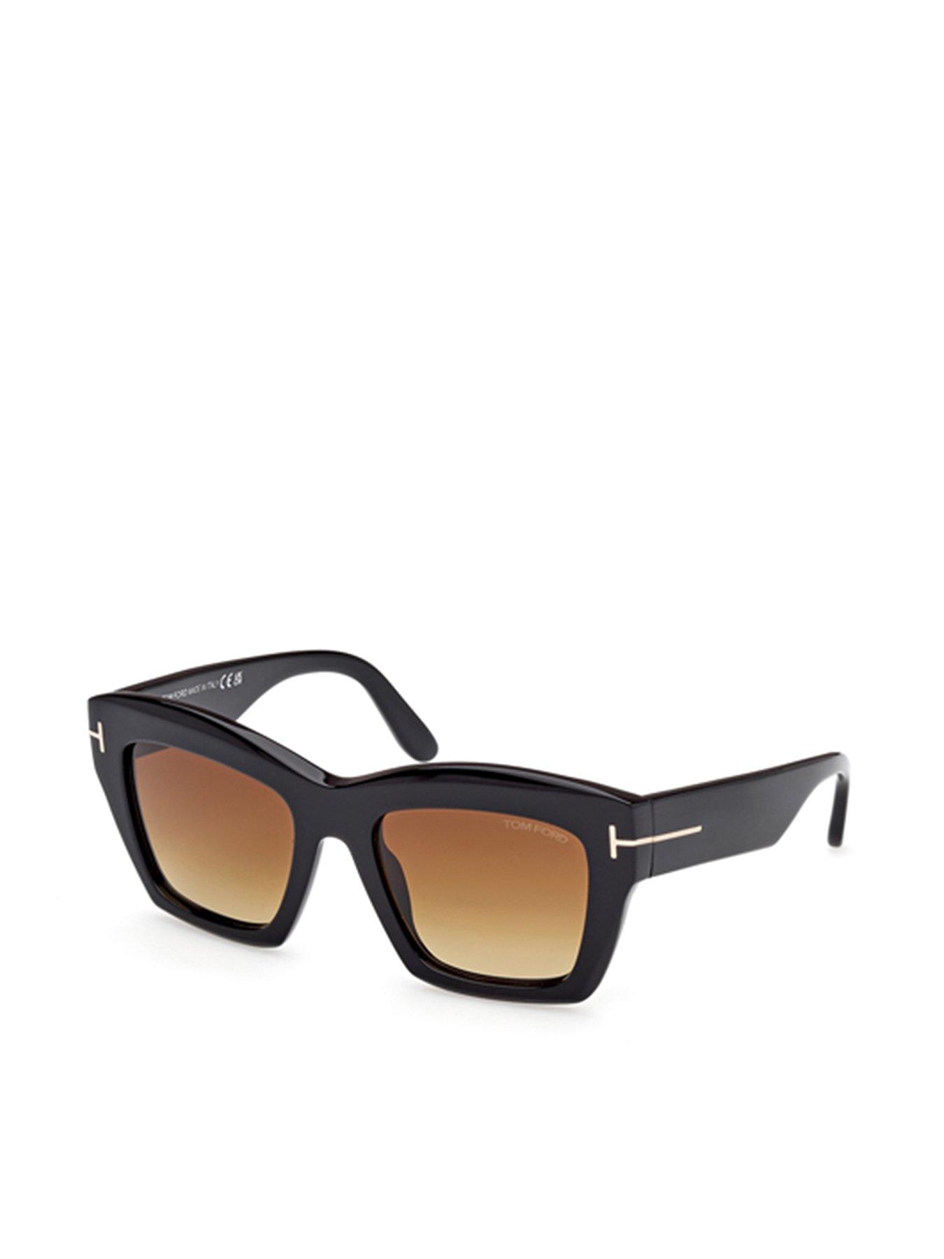 Tom Ford Luna Butterfly Sunglasses - Shiny - Black