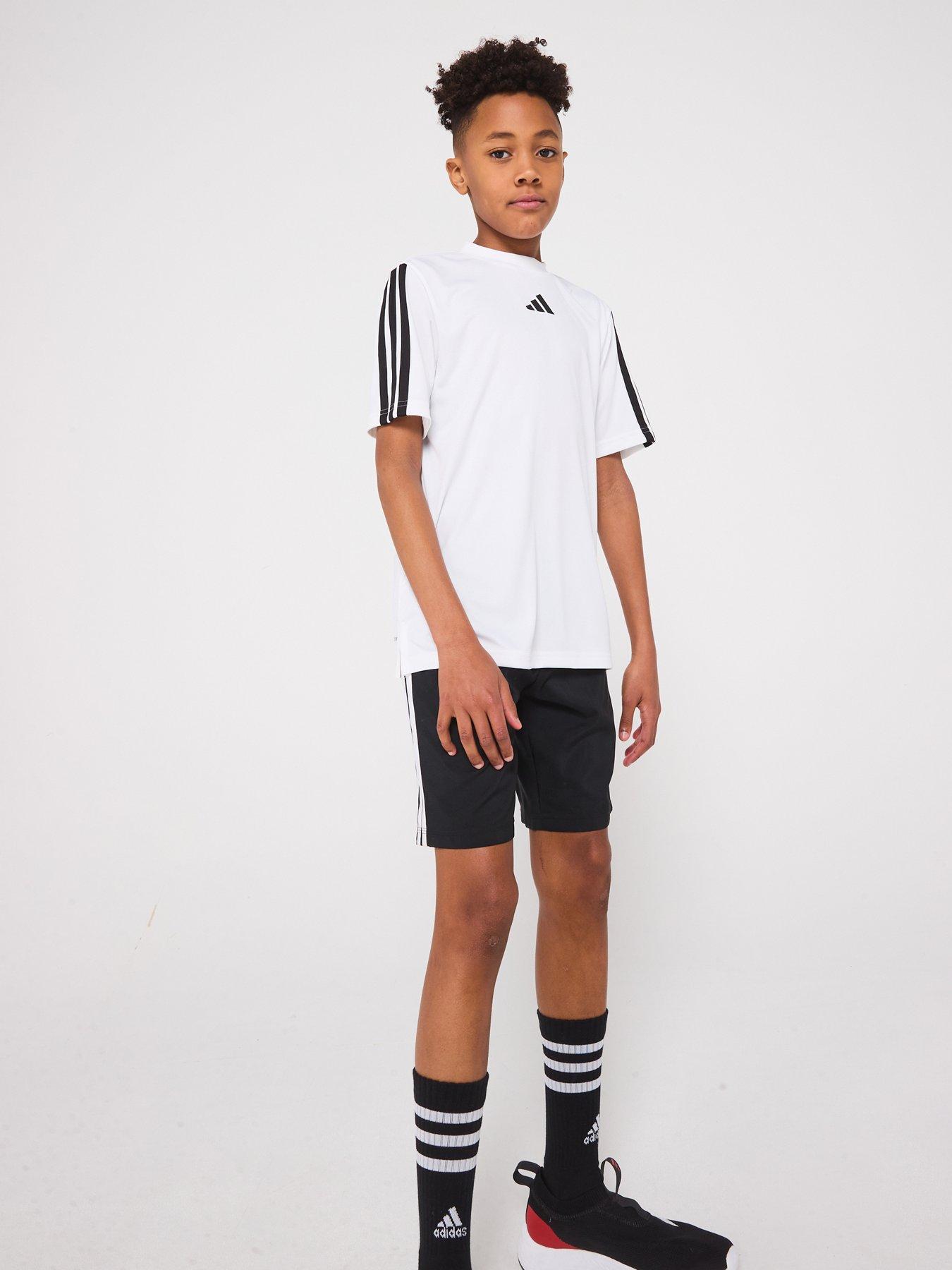 Image 3 of 6 of adidas Junior Boys Train Essentials 3 Stripe T-Shirt - White