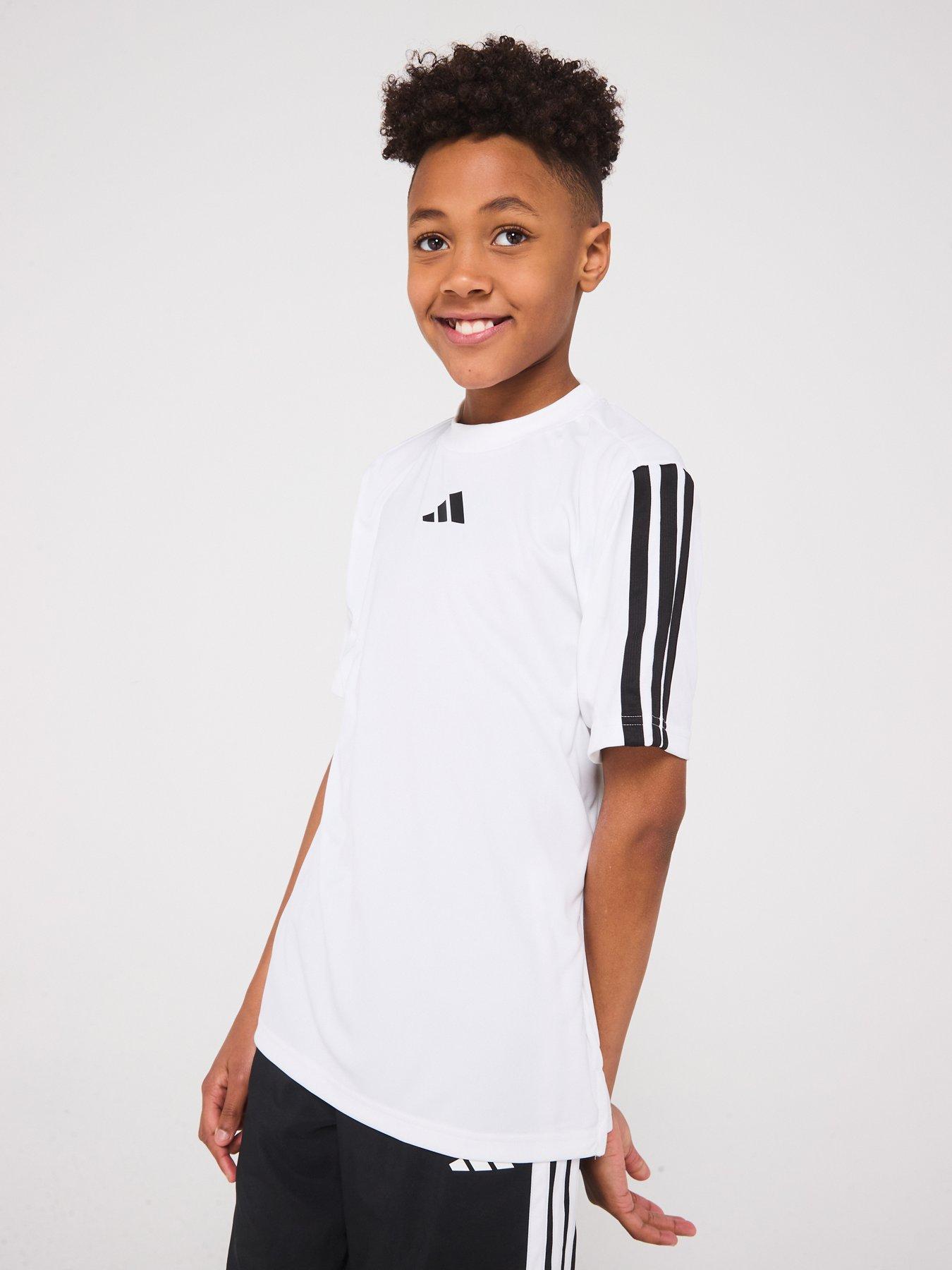 Image 5 of 6 of adidas Junior Boys Train Essentials 3 Stripe T-Shirt - White