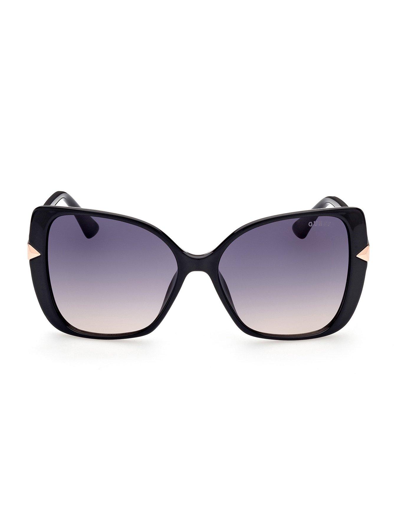 Image 3 of 6 of Guess Butterfly Metal Trim Arm Sunglasses - Black