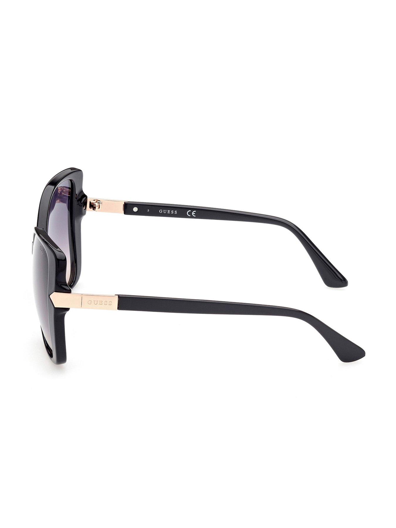 Image 5 of 6 of Guess Butterfly Metal Trim Arm Sunglasses - Black