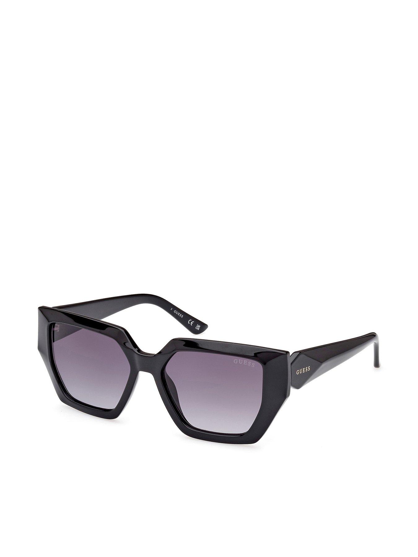 undefined Geometric Small Logo Sunglasses - Shiny Black