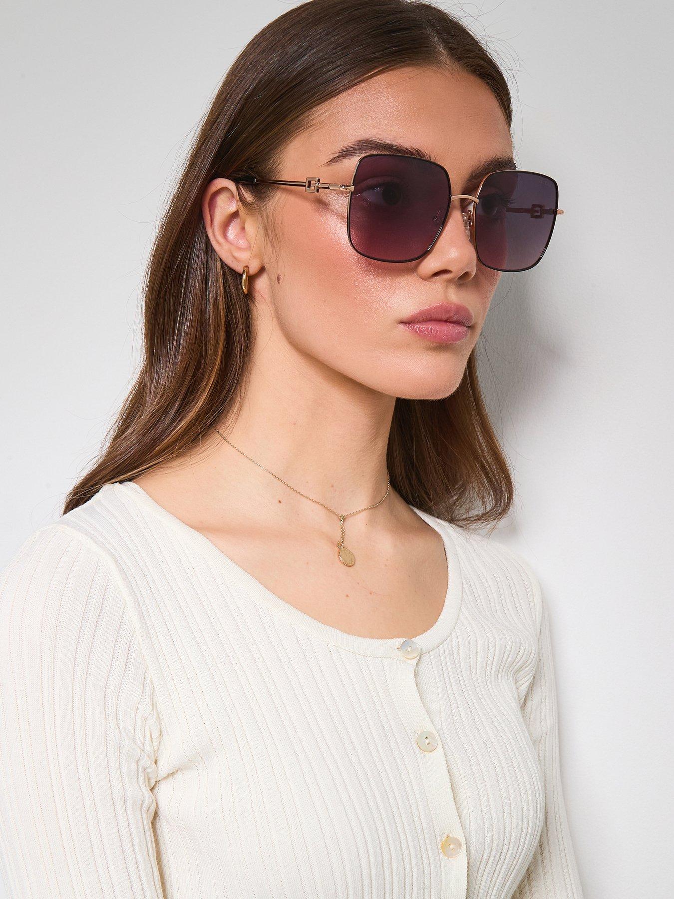 Guess Square Metal Frame Logo Sunglasses - Black/Other