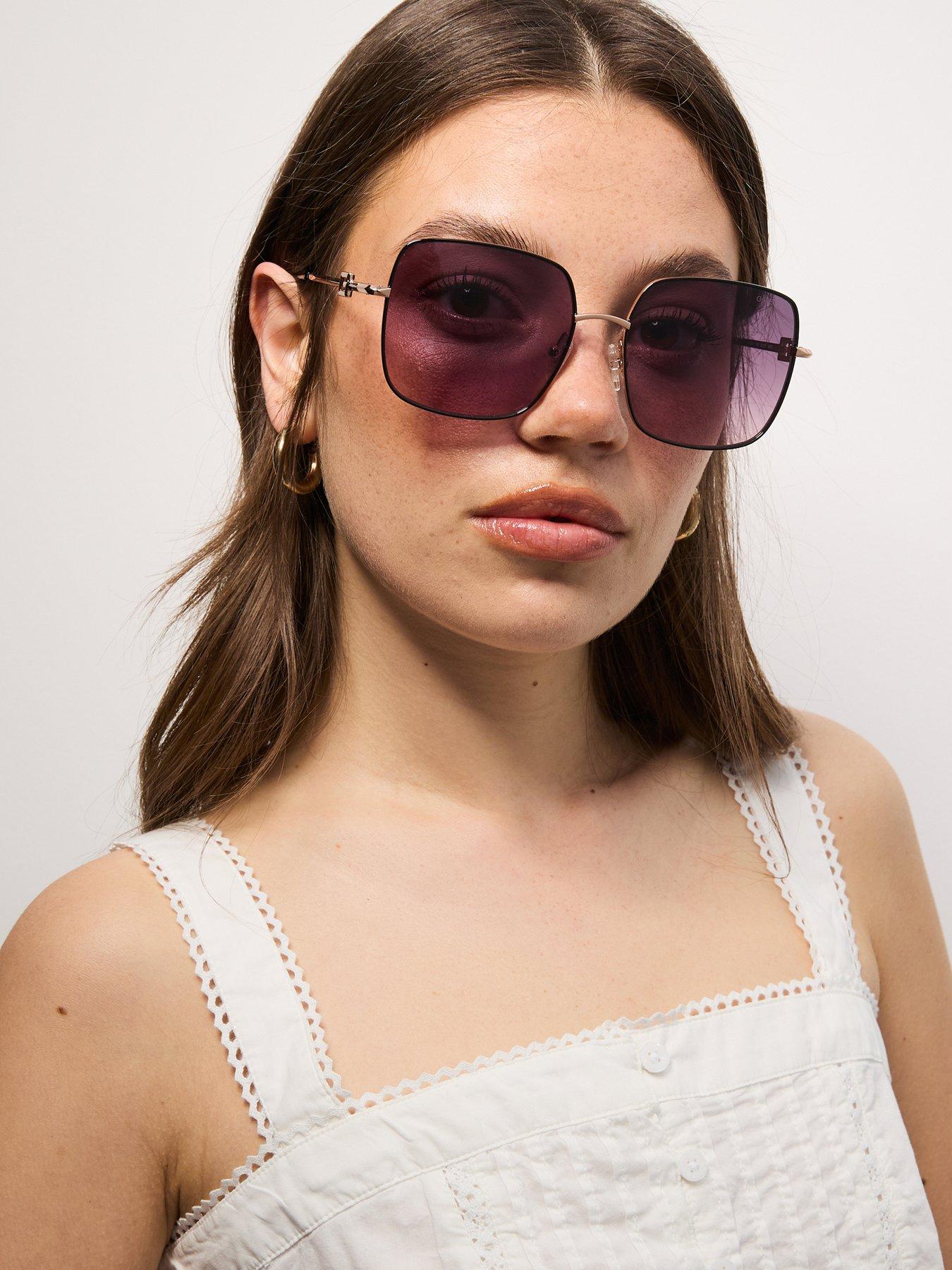 Guess Square Metal Frame Sunglasses - Black