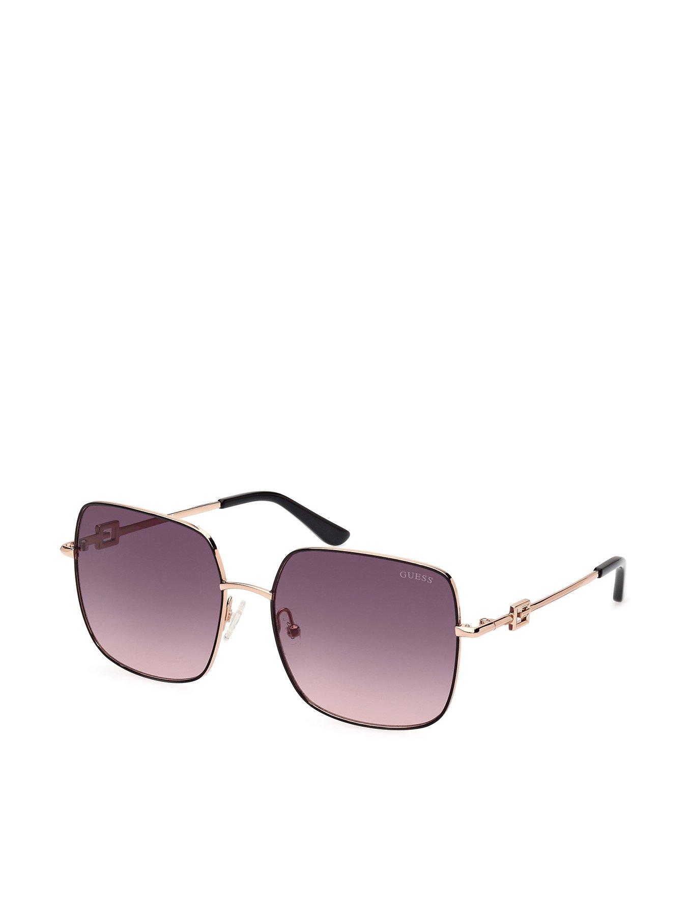 Guess Square Metal Frame Logo Sunglasses - Black/Other