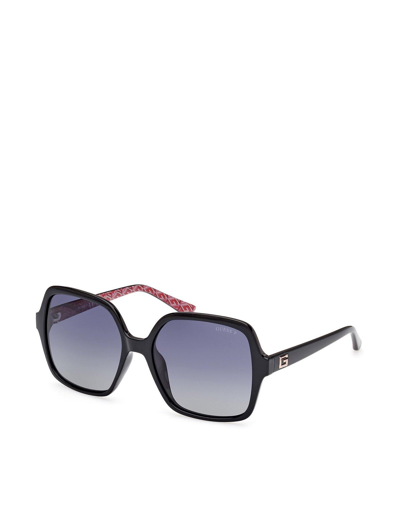 Image 1 of 4 of Guess Square Oversized Sunglasses - Shiny Black
