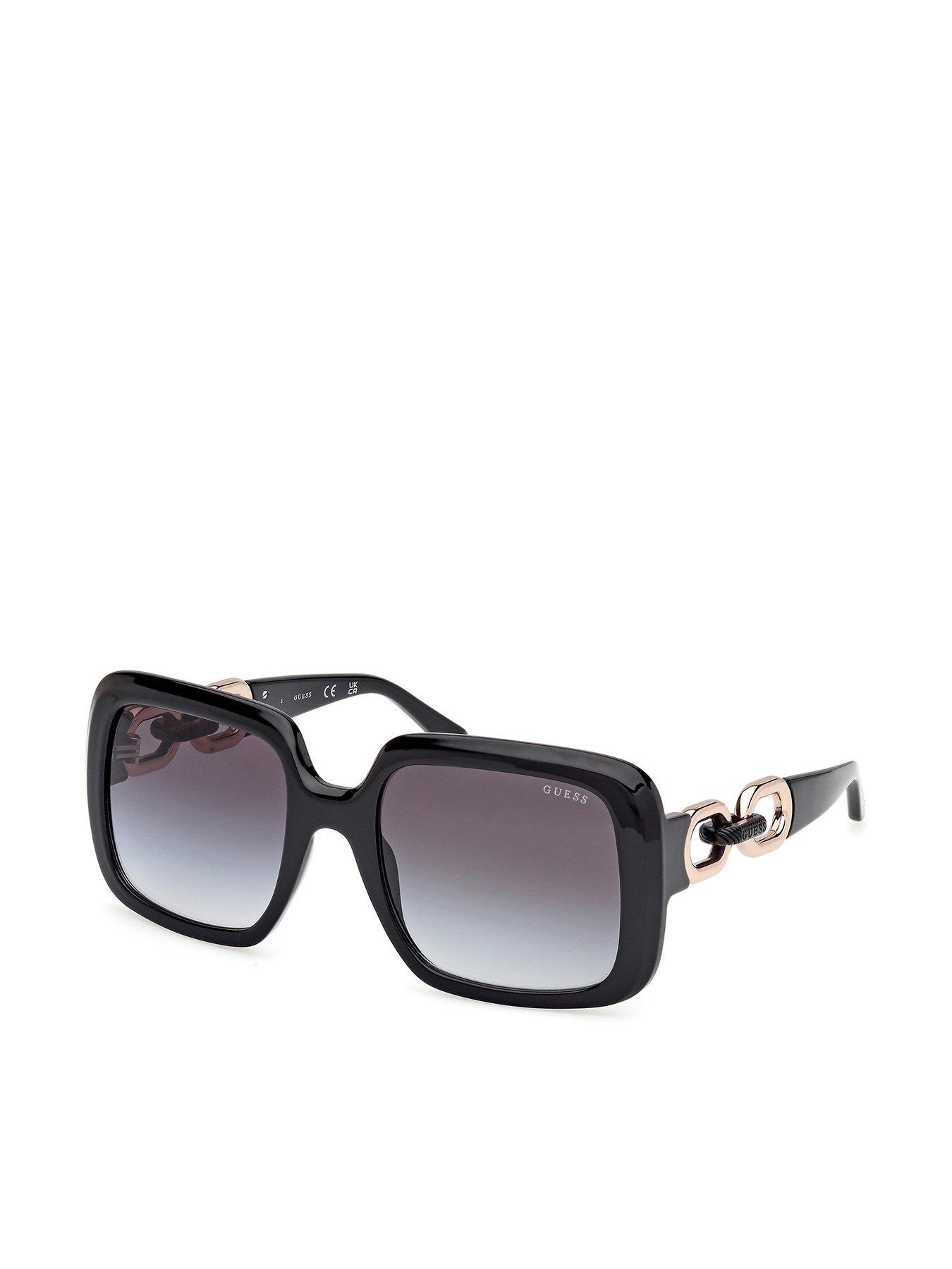 undefined Square Chain Side Sunglasses - Shiny Black
