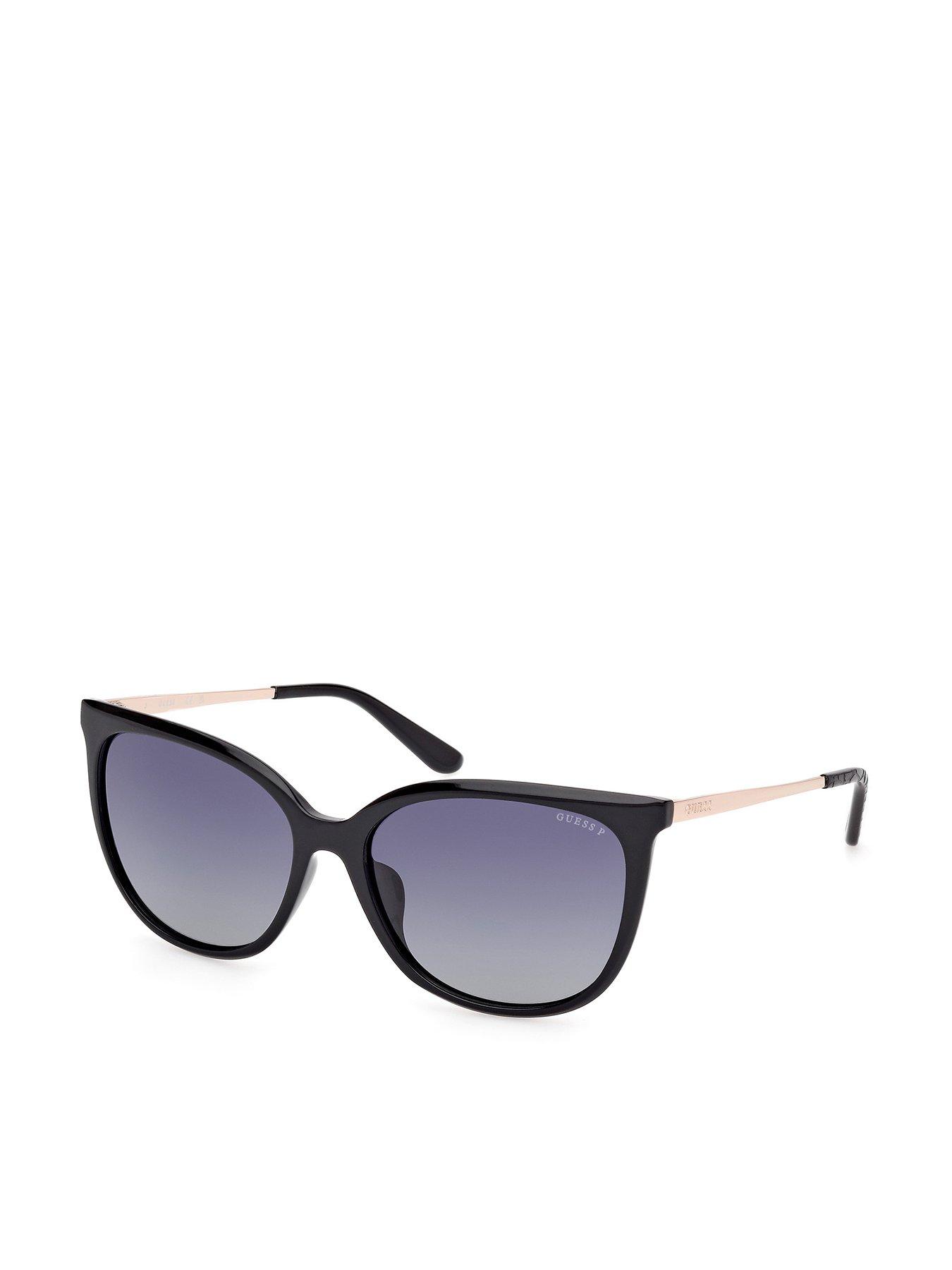 undefined Square Metal Arm Sunglasses - Shiny Black