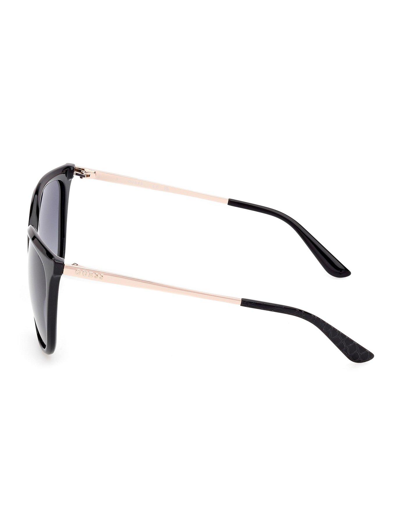 Image 2 of 4 of Guess Square Metal Arm Sunglasses - Shiny Black