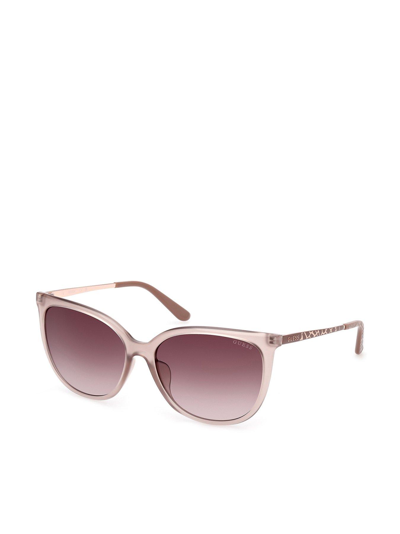 Image 1 of 4 of Guess Square Metal Arm Sunglasses - Shiny Beige
