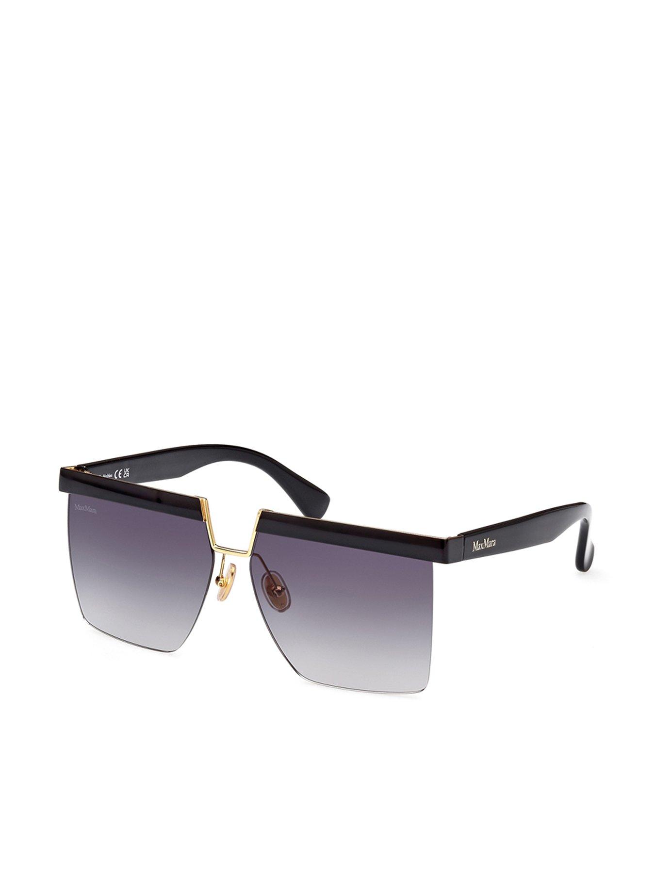 undefined Flat Geometric Oversized Sunglasses - Shiny Black
