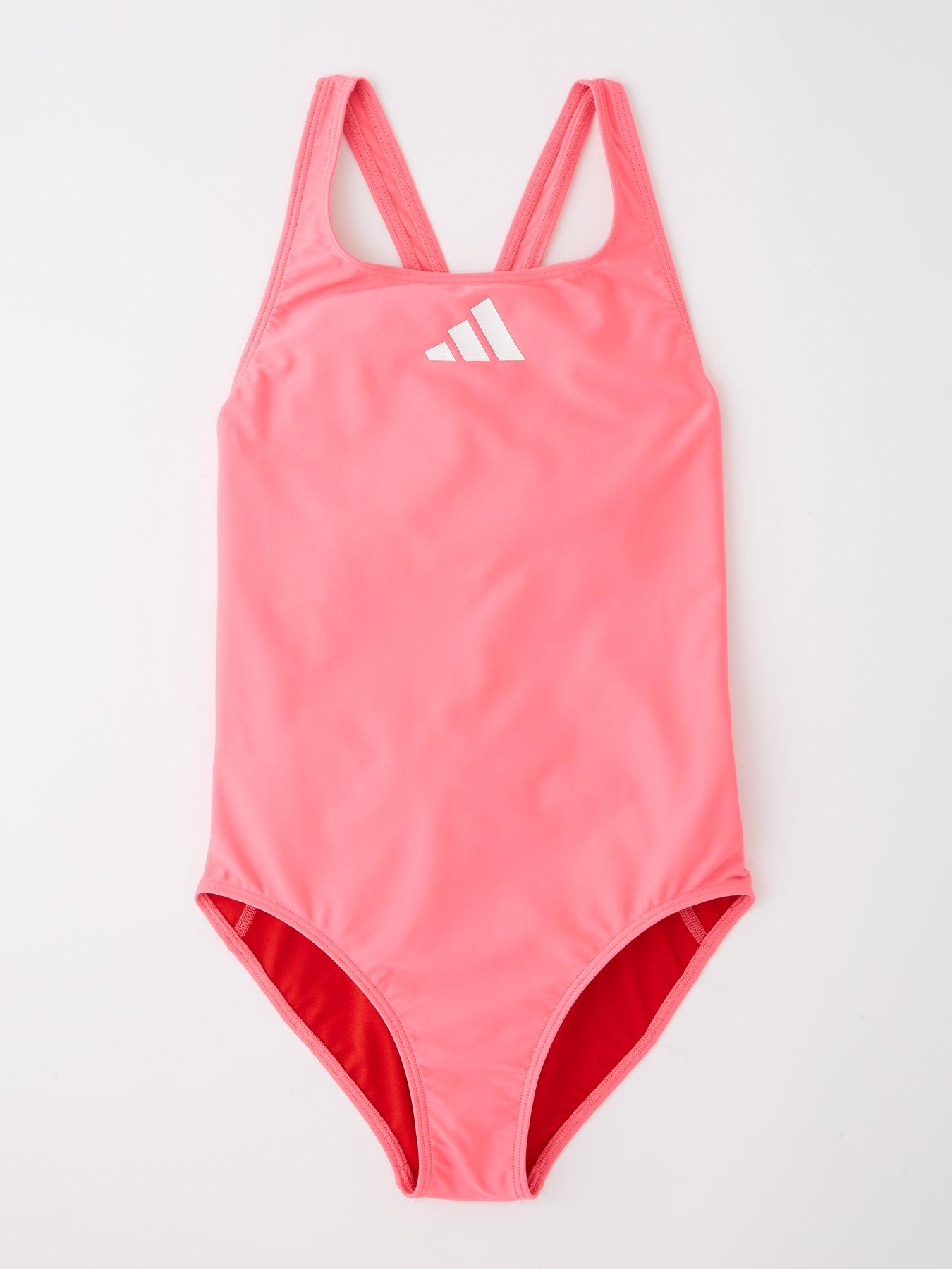 undefined Junior Girls 3 Bar Logo Swimsuit - Pink