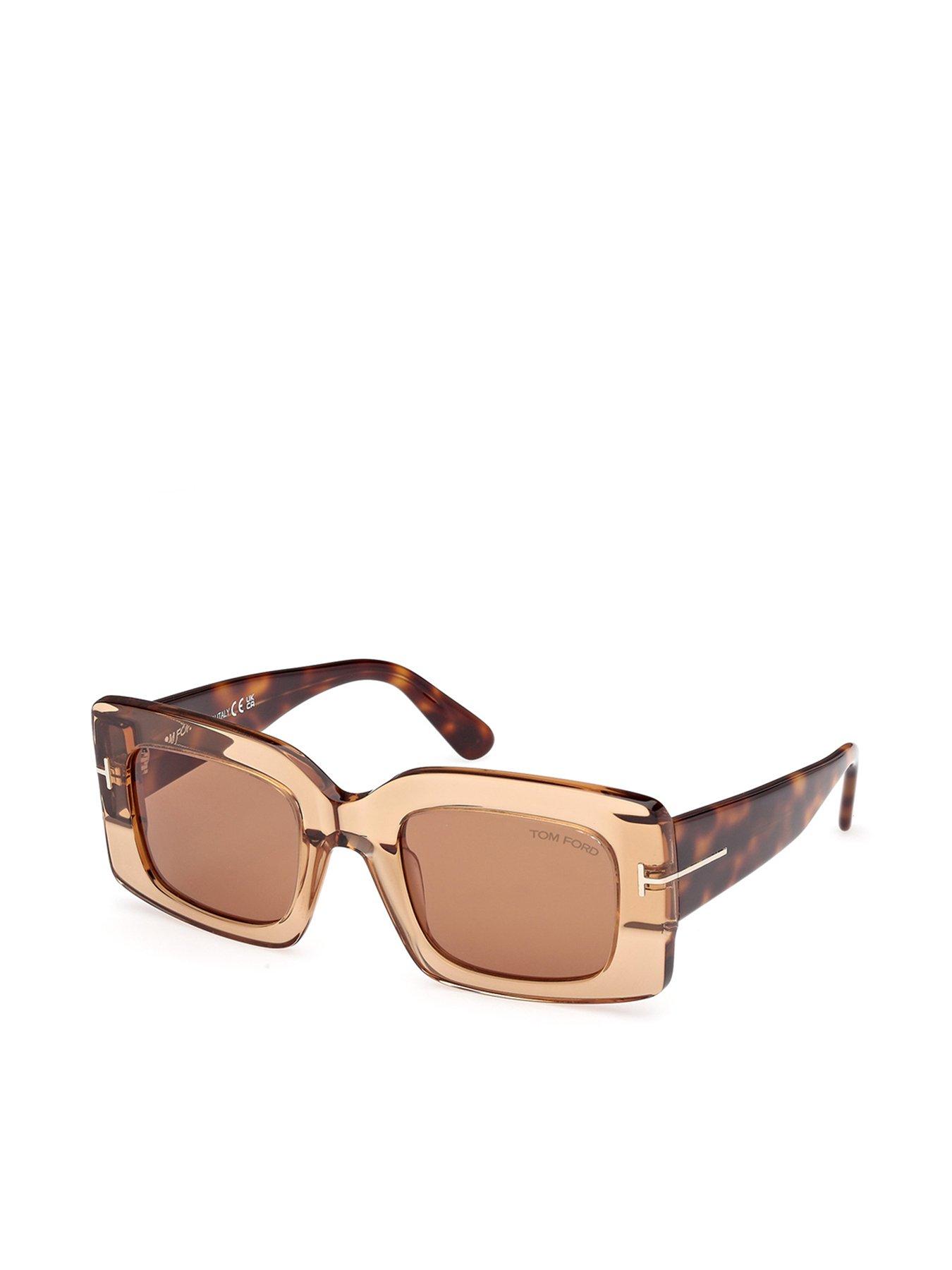 Image 1 of 4 of Tom Ford Brigitta Rectangular Sunglasses - Shiny Light Brown