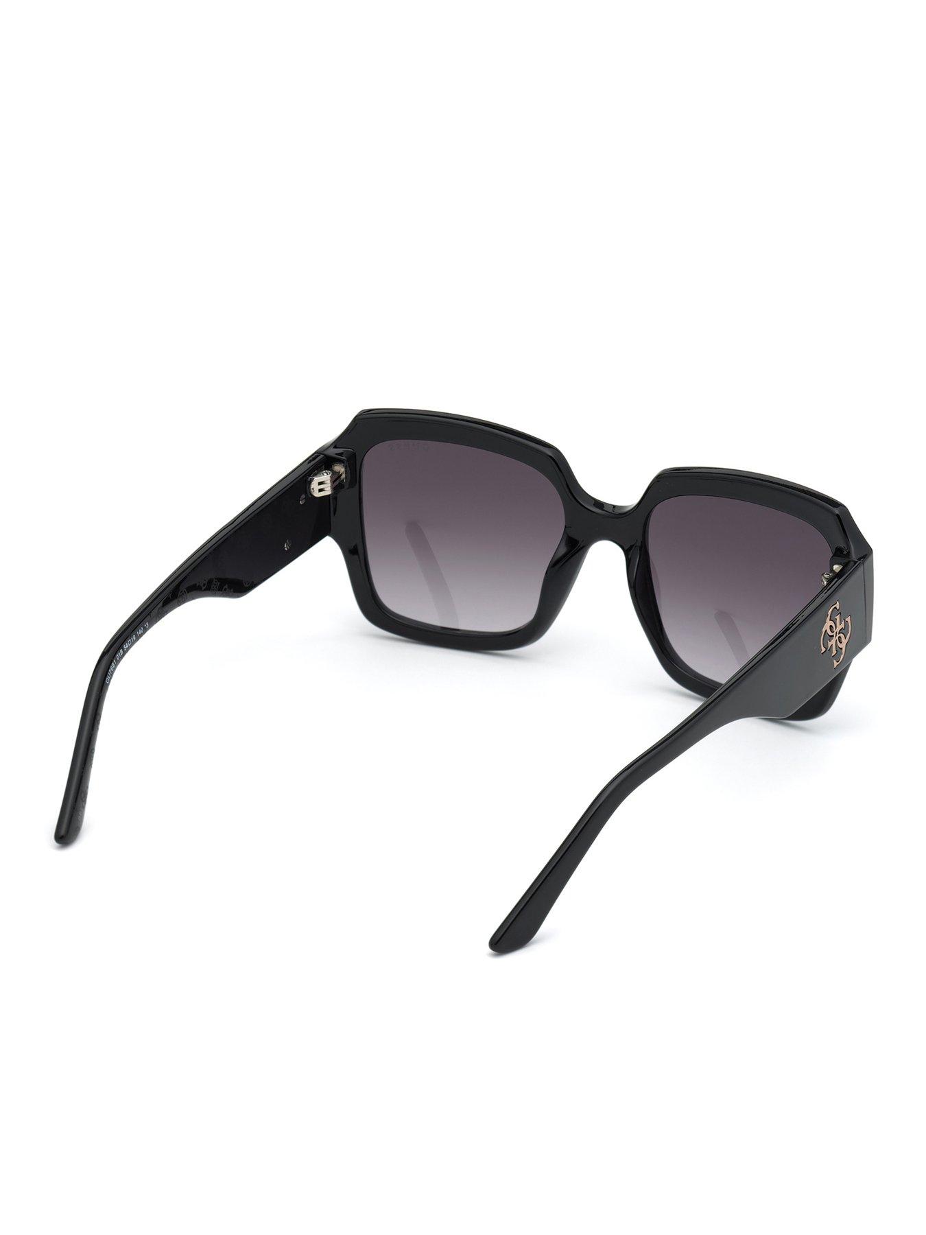 Image 4 of 6 of Guess Square Large Logo Sunglasses - Shiny Black