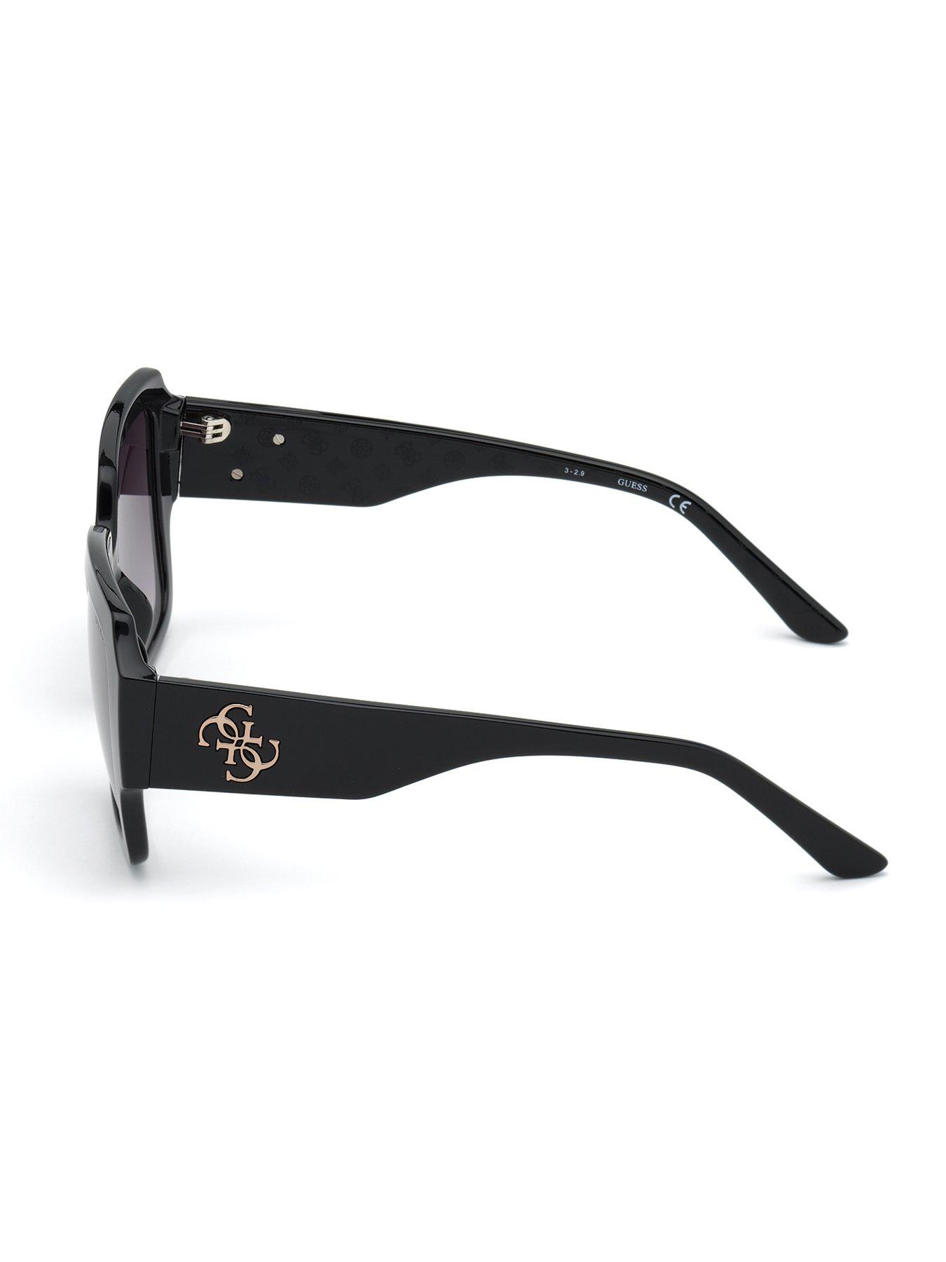 Image 5 of 6 of Guess Square Large Logo Sunglasses - Shiny Black