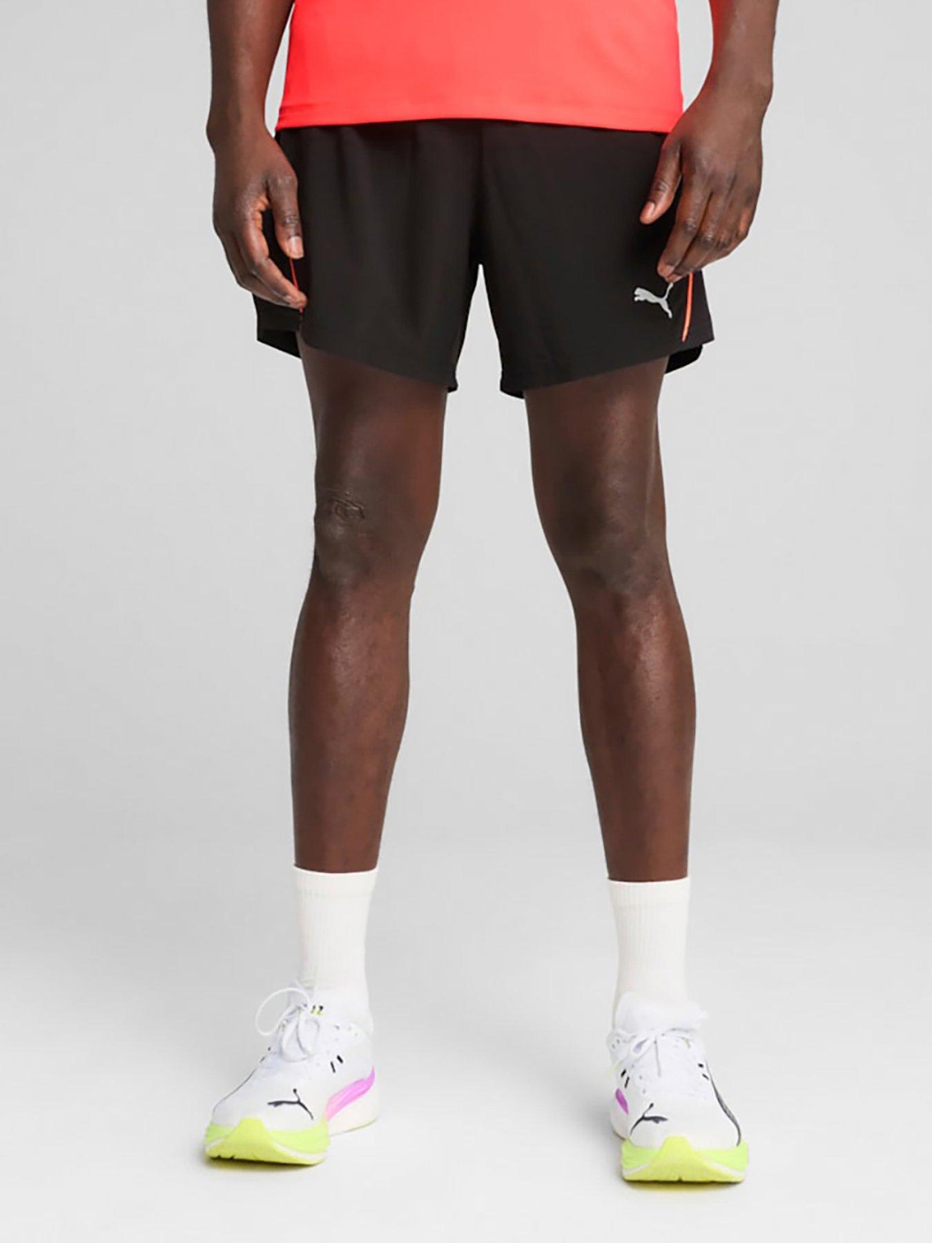 undefined Men's Running Velocity 5 Inch Shorts - Black/Glowing Red