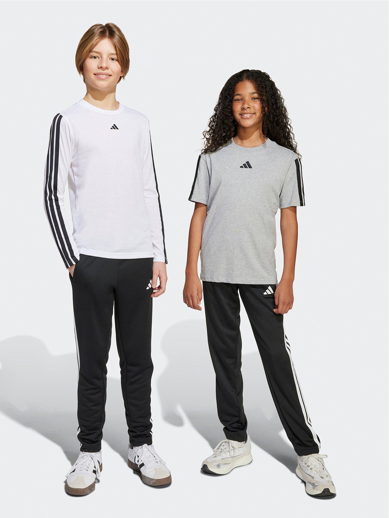 undefined Junior Boys Training Essentials 3 Stripe Pants - Black