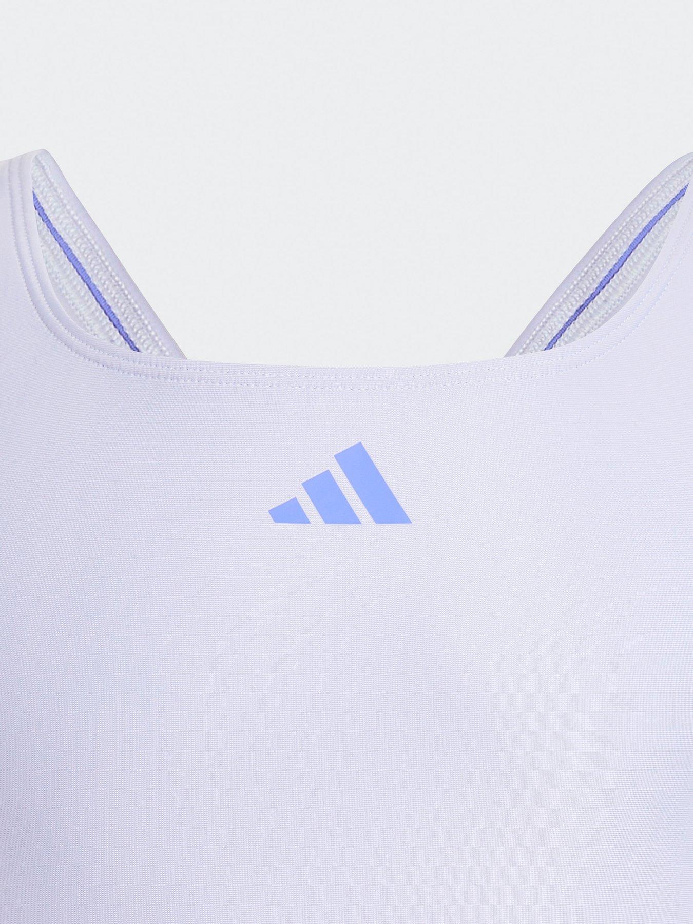 Image 3 of 4 of adidas Junior Girls 3 Stripe Swimsuit - Purple