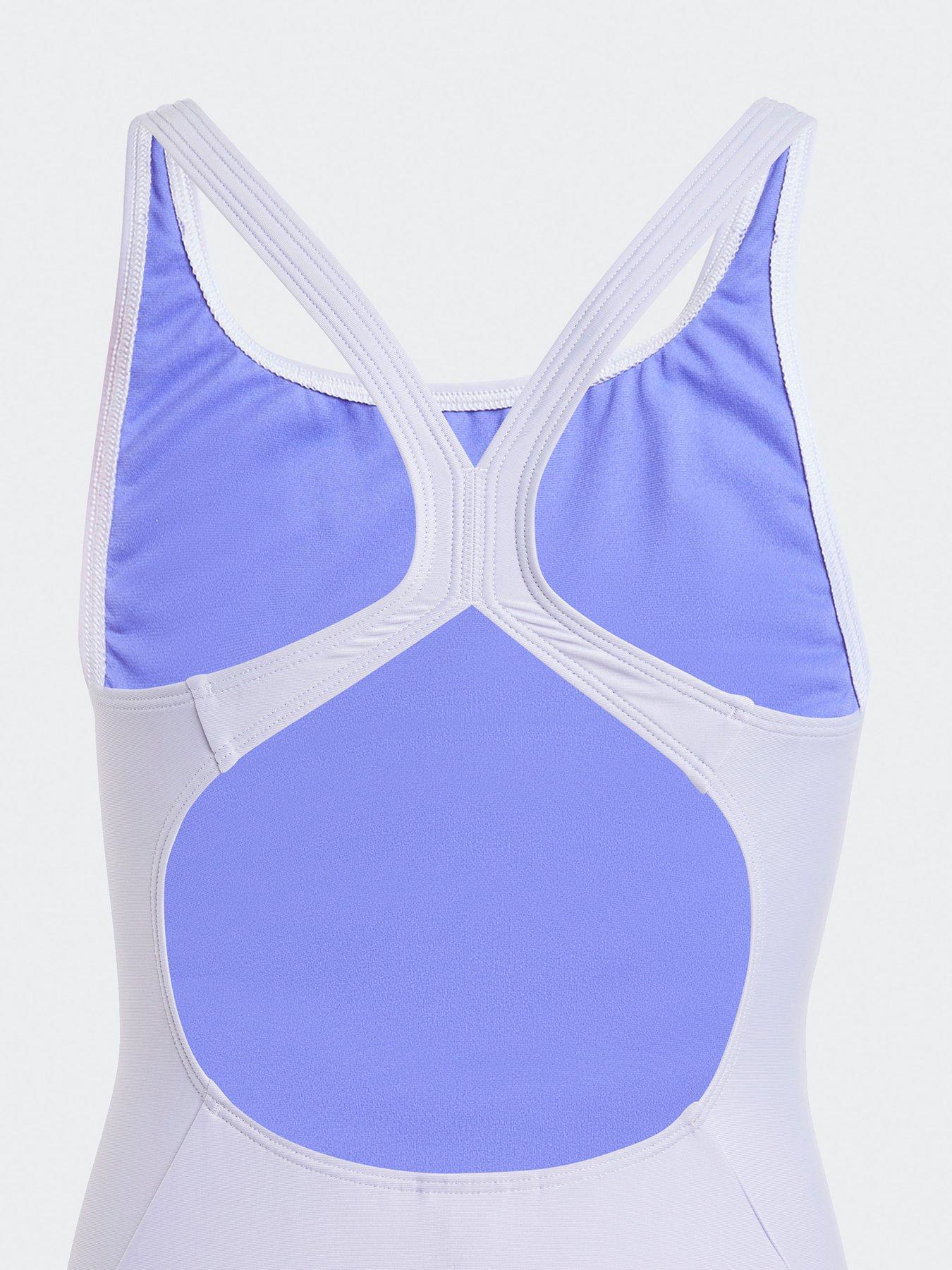 Image 4 of 4 of adidas Junior Girls 3 Stripe Swimsuit - Purple