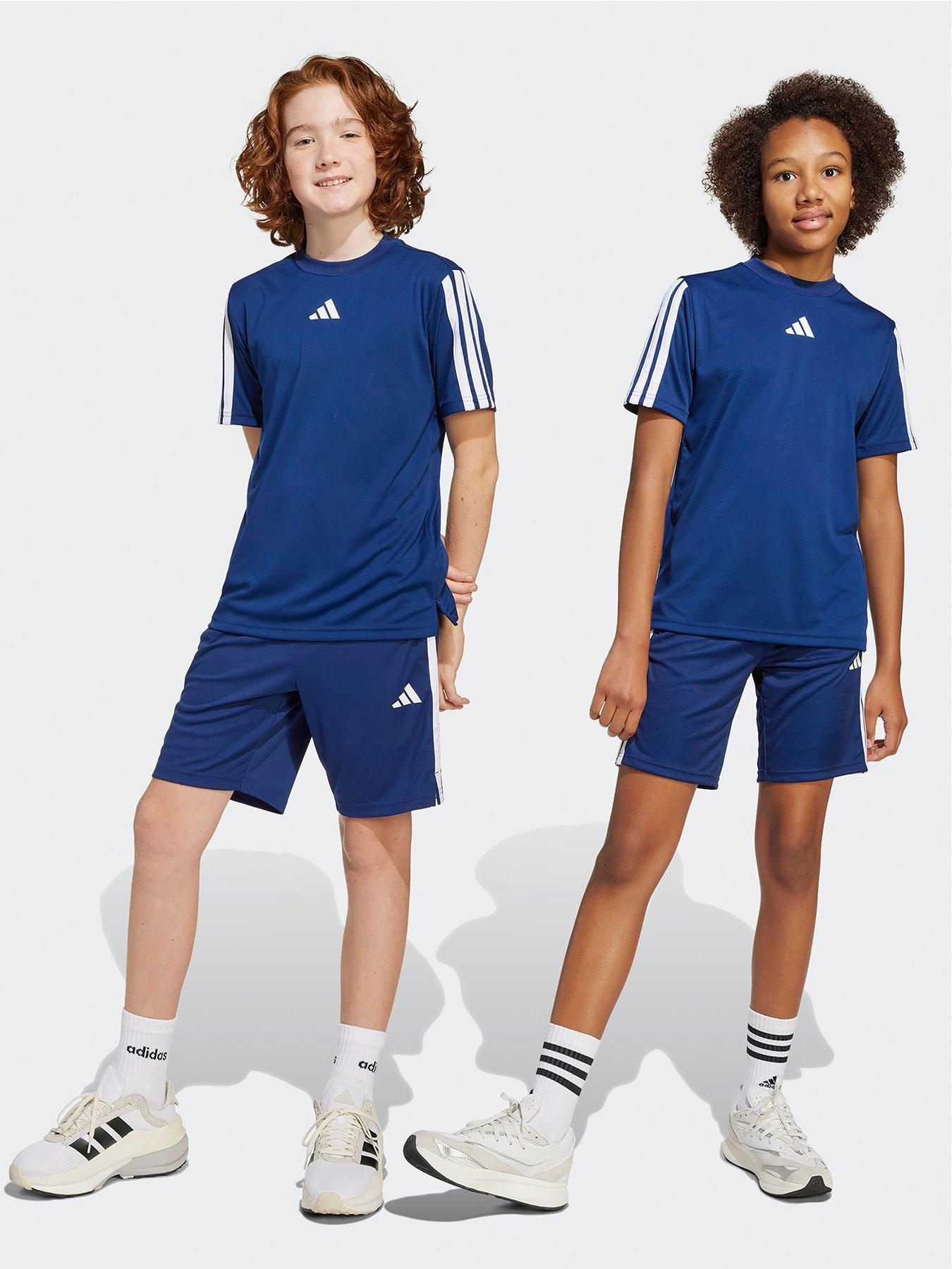 undefined Junior Boys Train Essentials 3 Stripe Shorts - Navy