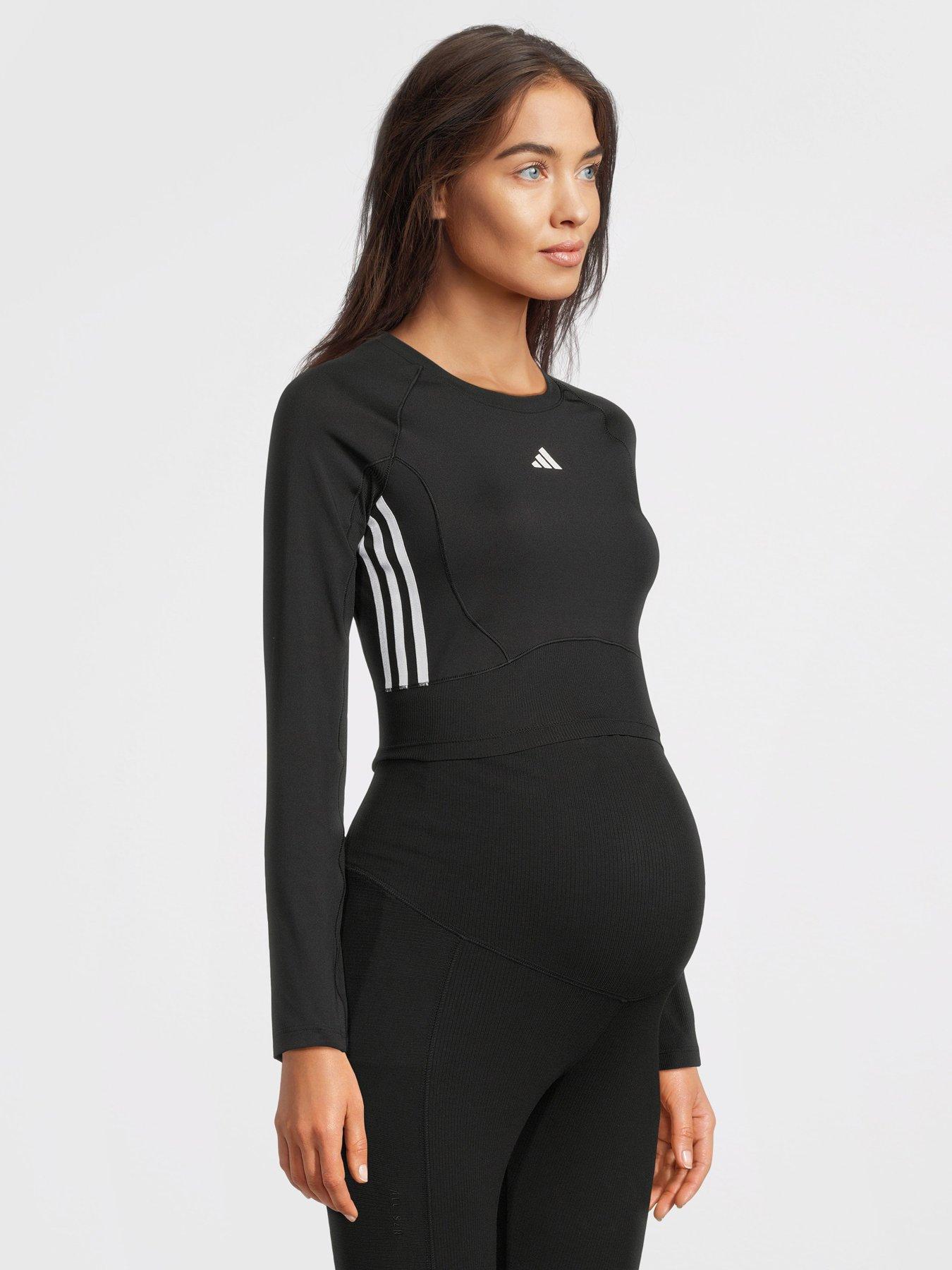 adidas Womens Training Maternity Mix Long Sleeve Crop Top - Black
