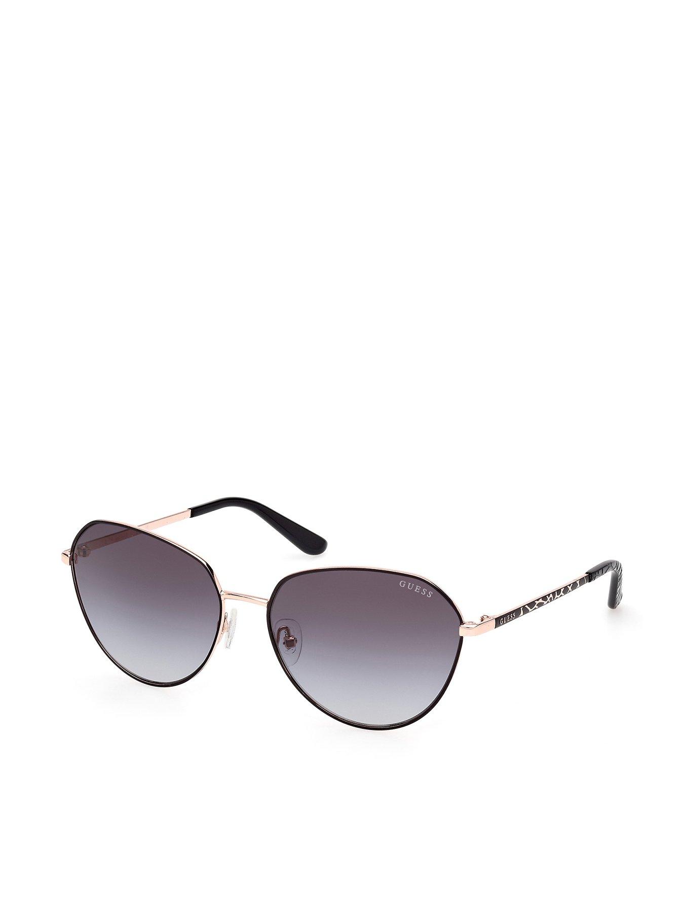 Image 1 of 4 of Guess Round Metal Frame Sunglasses - Matte Black