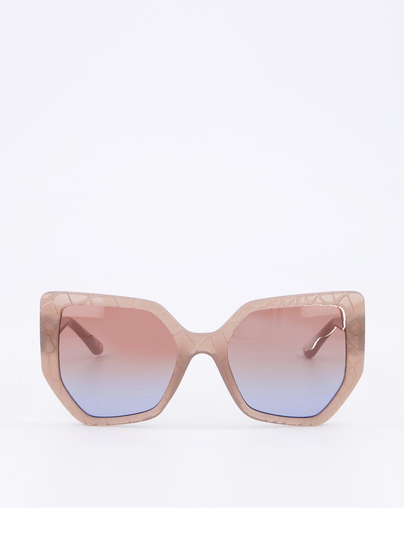 Guess Geometric Oversized Sunglasses - Shiny Beige