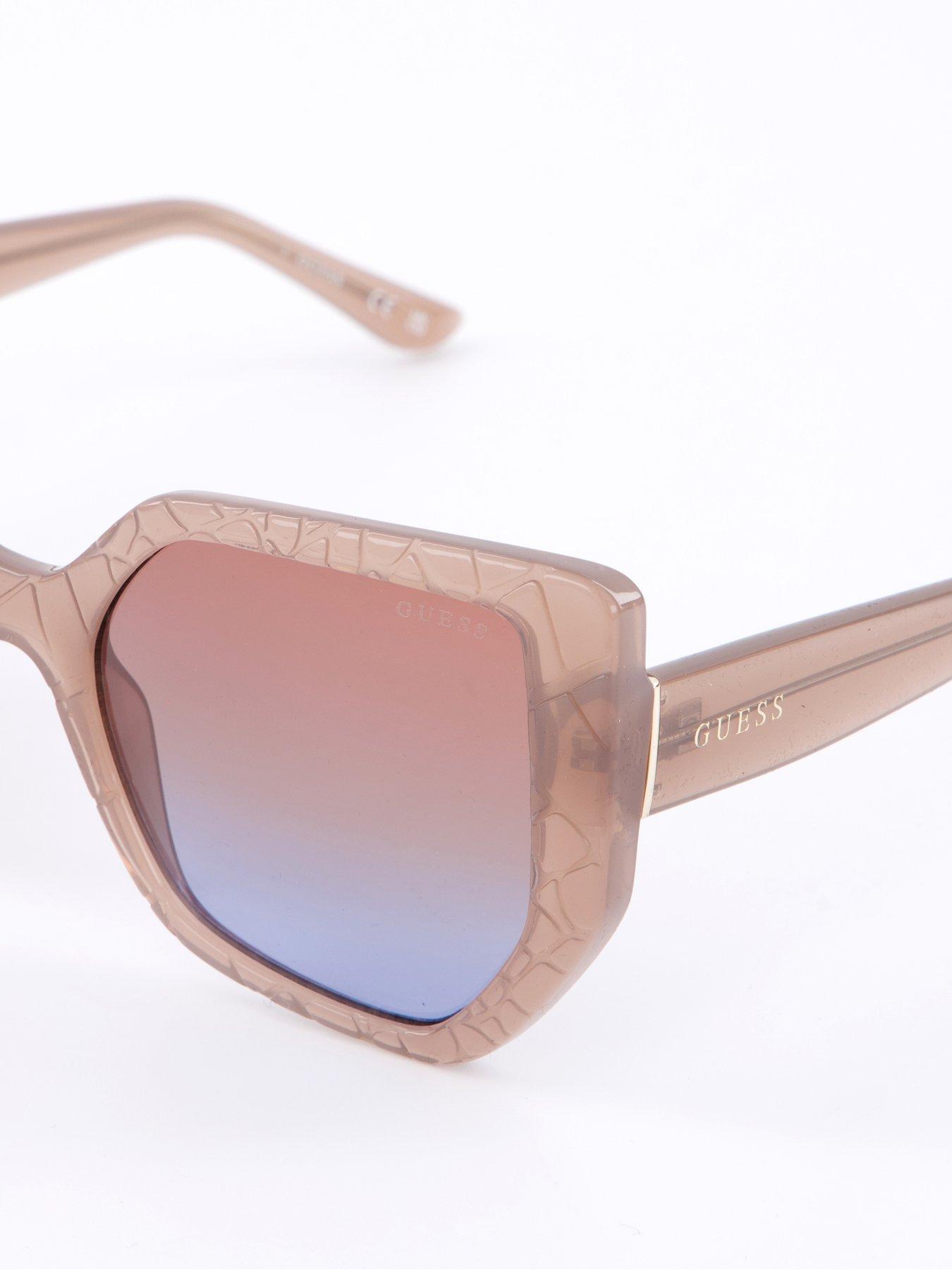 Image 3 of 5 of Guess Geometric Oversized Sunglasses - Shiny Beige