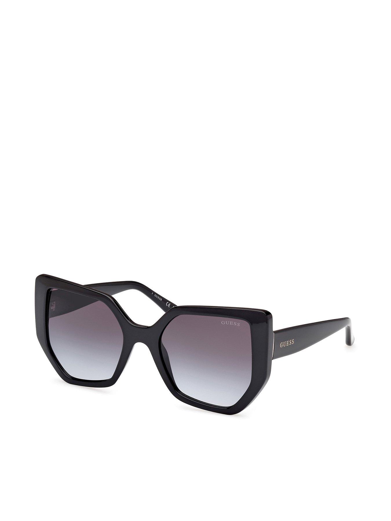 Image 1 of 4 of Guess Geometric Oversized Sunglasses - Black