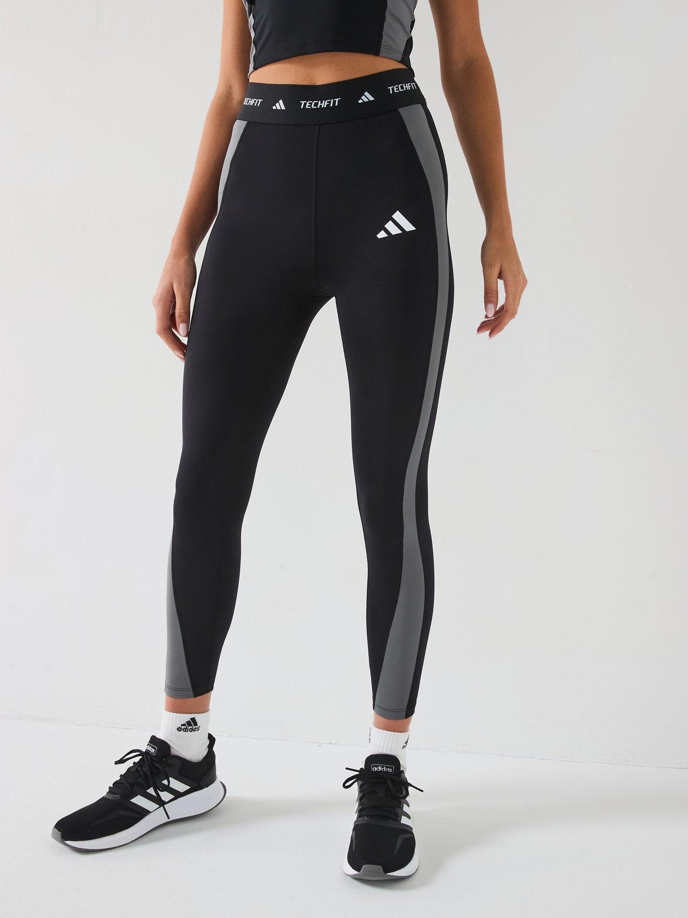 adidas Womens Training Tech Fit Colourblock 7/8 Tights - Black/Grey Four