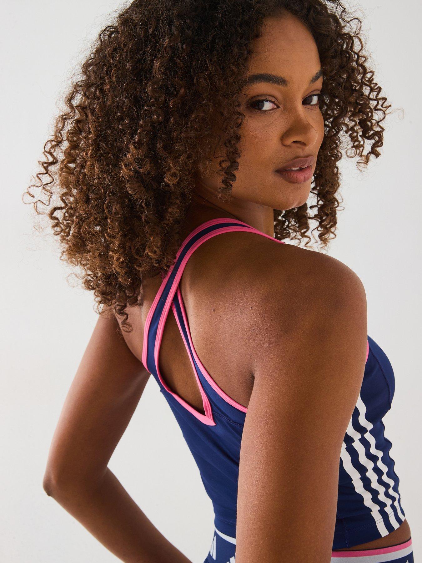 adidas Womens Training Hyperglam Tank - Dark Blue/White/Pink