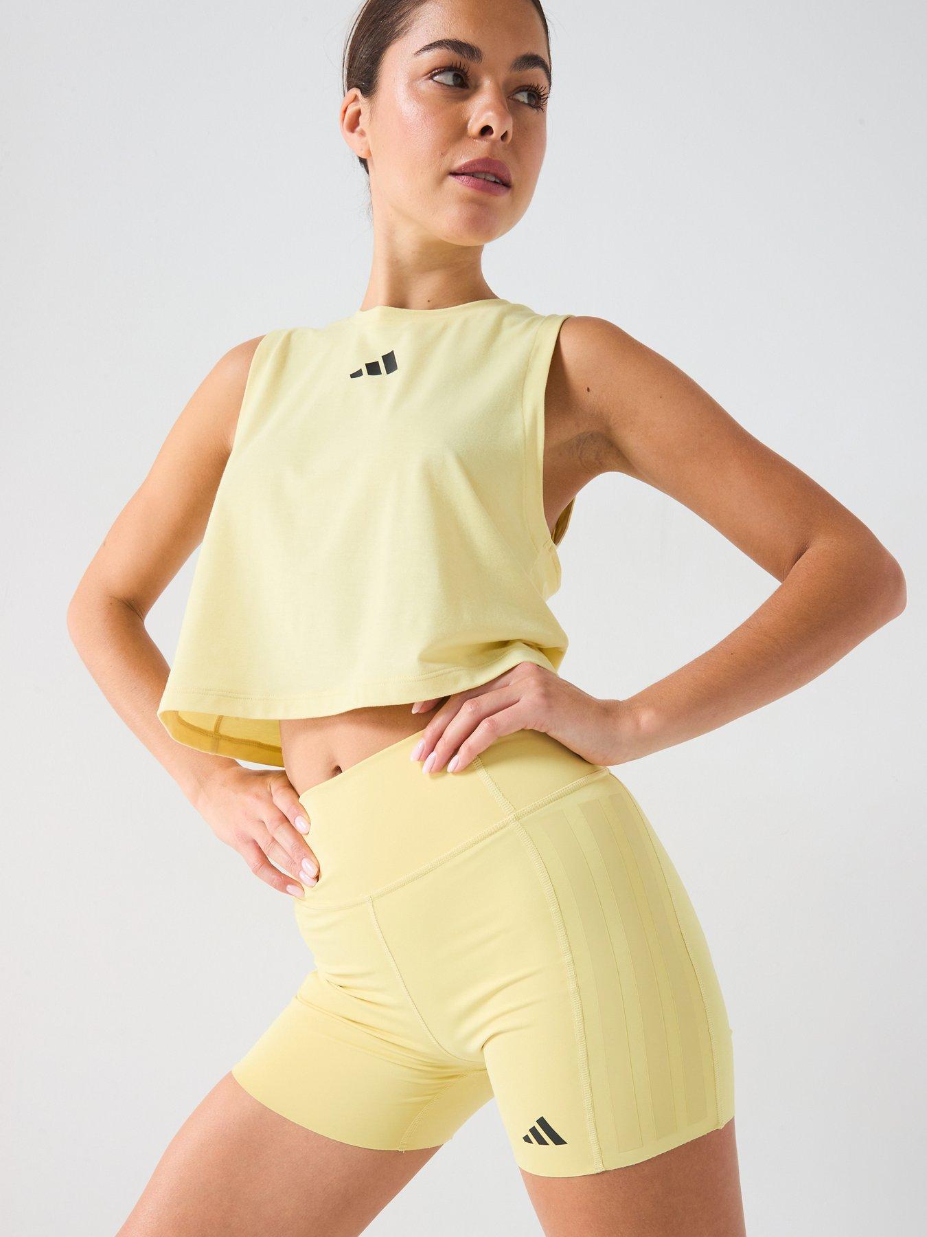 undefined Womens Training 3 Stripe Boxy Tank - Powder Yellow