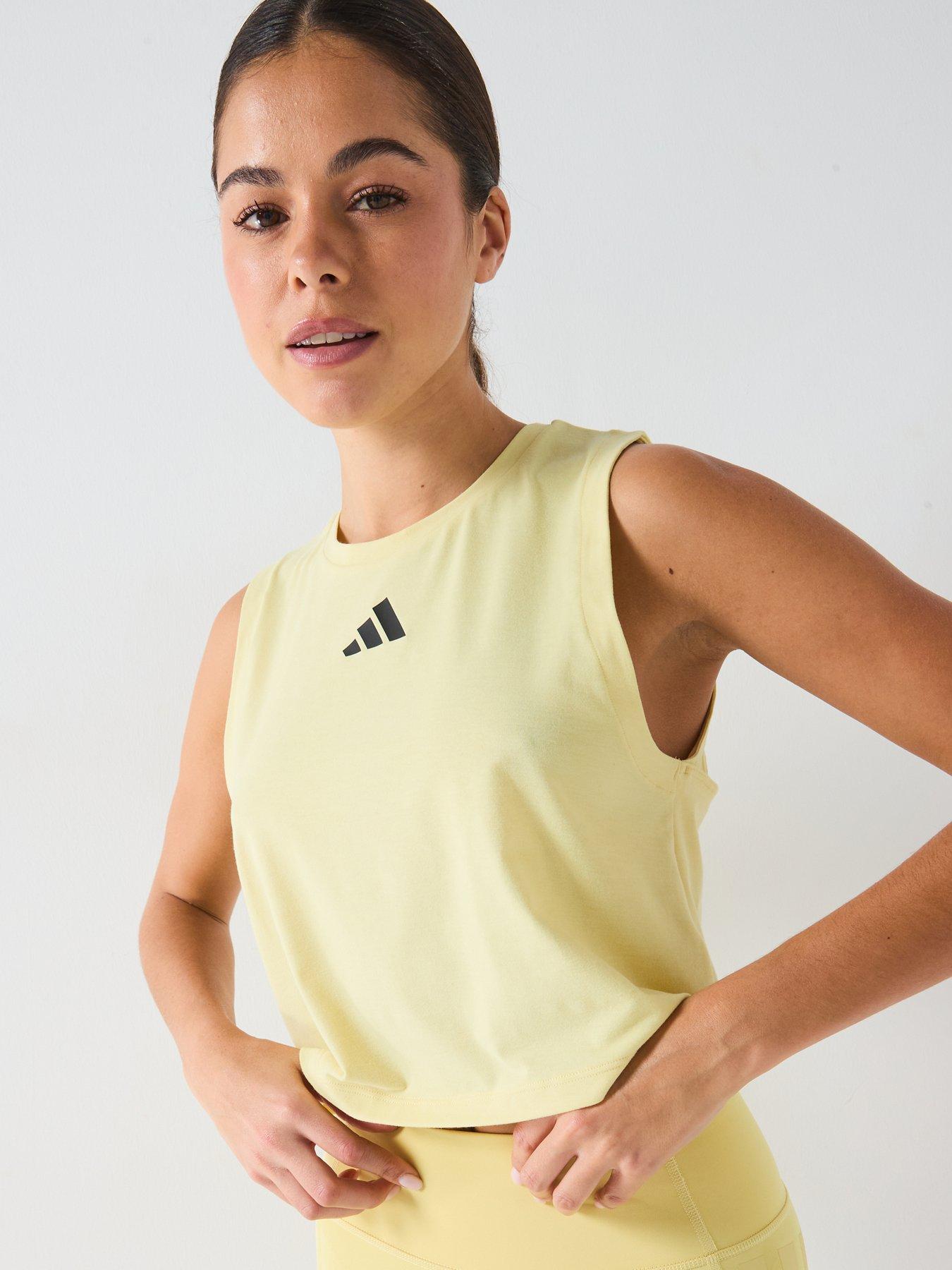Image 5 of 6 of adidas Womens Training 3 Stripe Boxy Tank - Powder Yellow