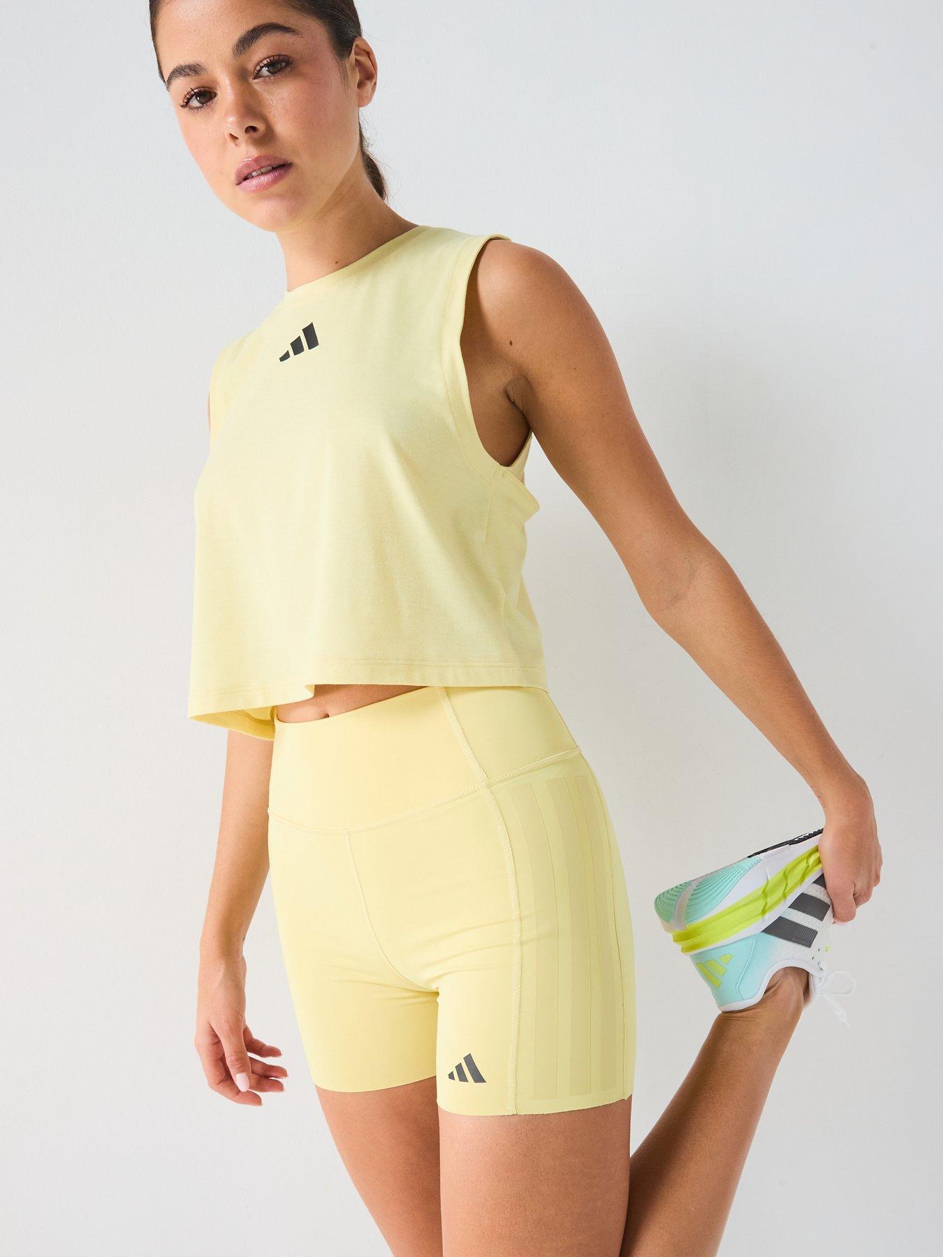 Image 6 of 6 of adidas Womens Training 3 Stripe Boxy Tank - Powder Yellow
