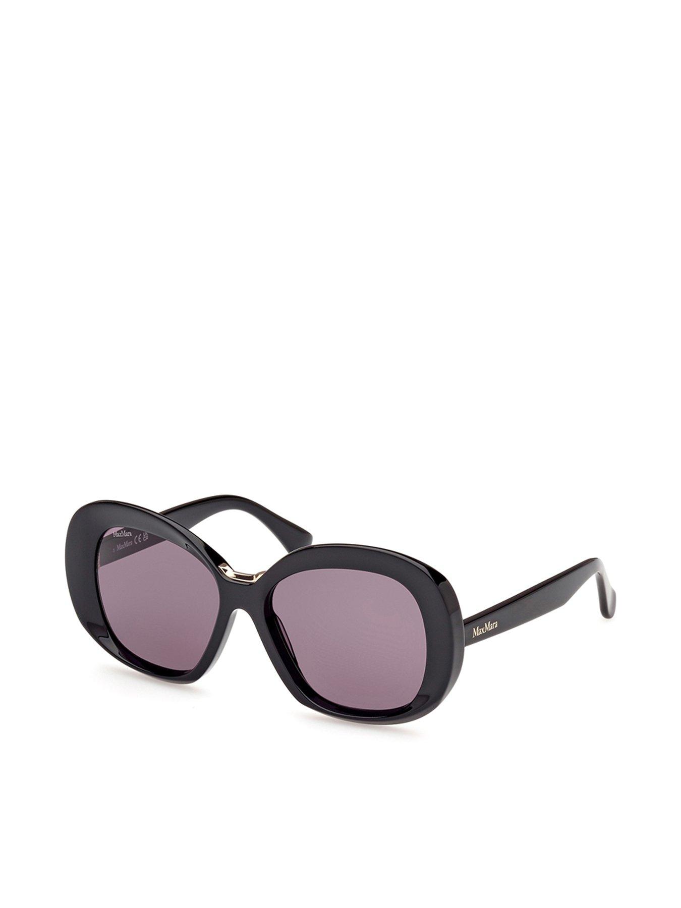 undefined Edna Round Large Sunglasses - Shiny Black