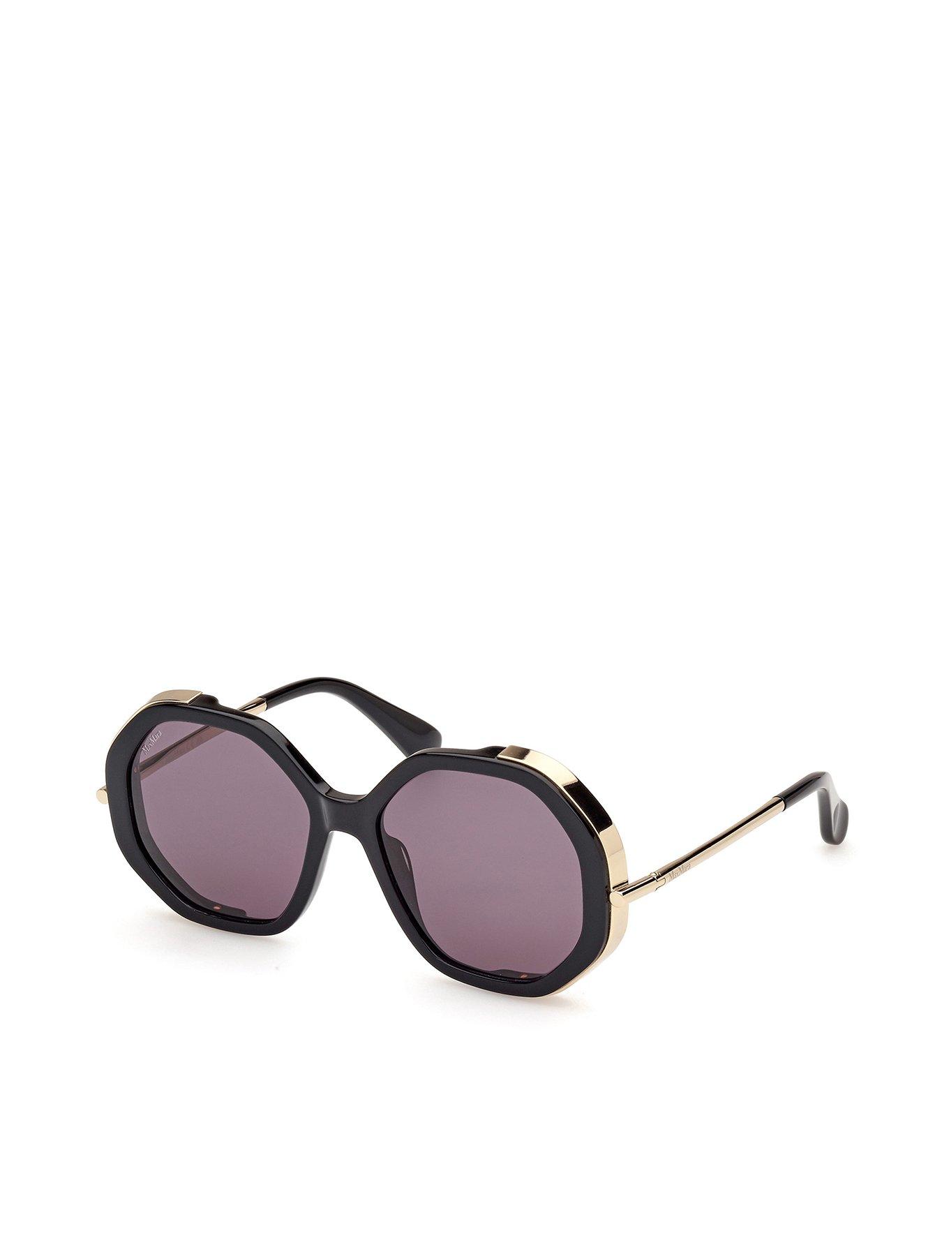 undefined Liz Geometric Large Sunglasses - Shiny Black