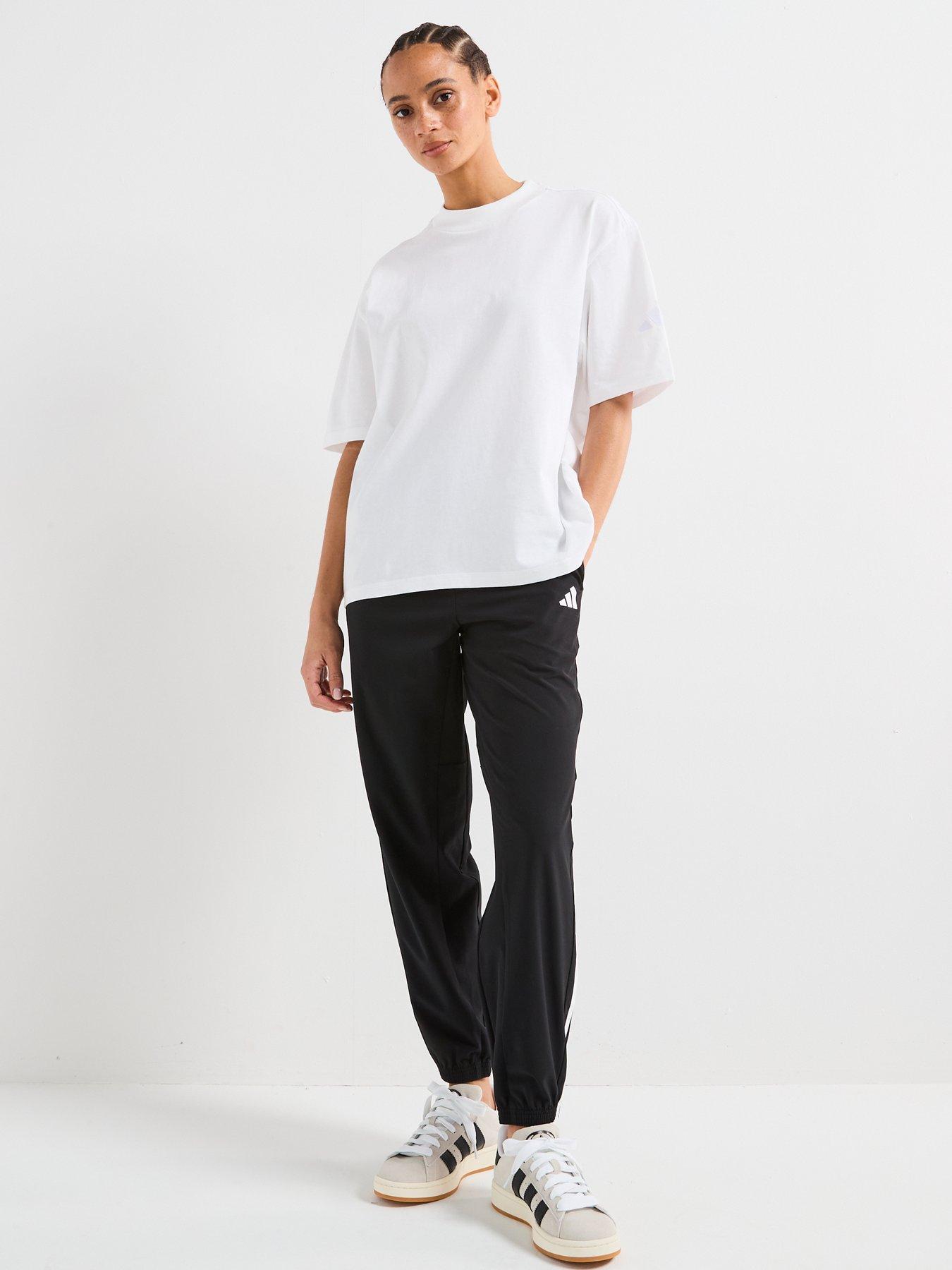 Image 3 of 6 of adidas Womens Train Essential 3 Stripe Woven Pants - Black
