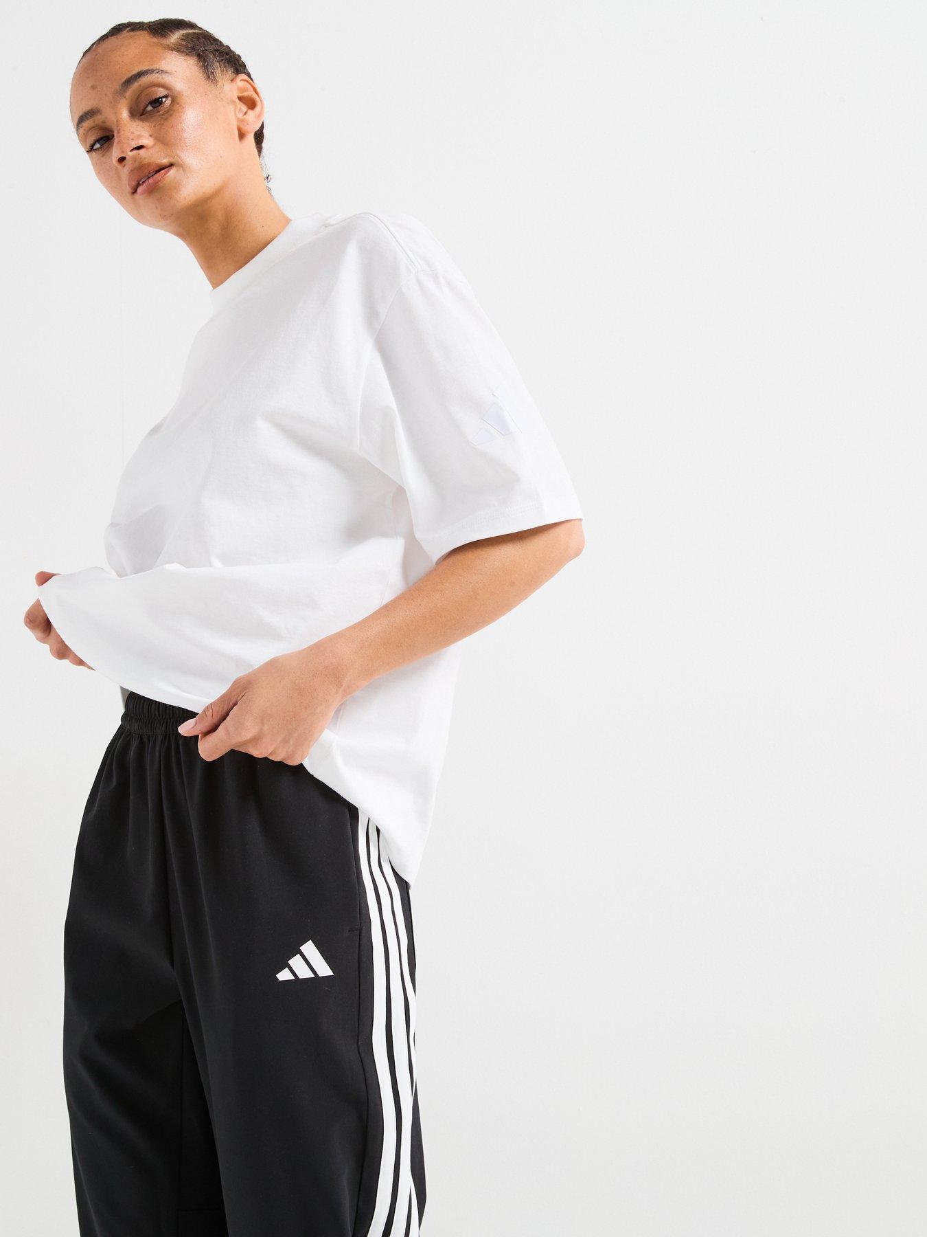 Image 4 of 6 of adidas Womens Train Essential 3 Stripe Woven Pants - Black