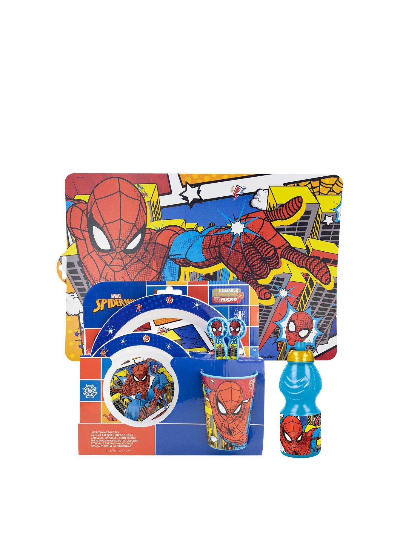 Product photograph of Spiderman 7 Piece Micro Dinner Set from very.co.uk