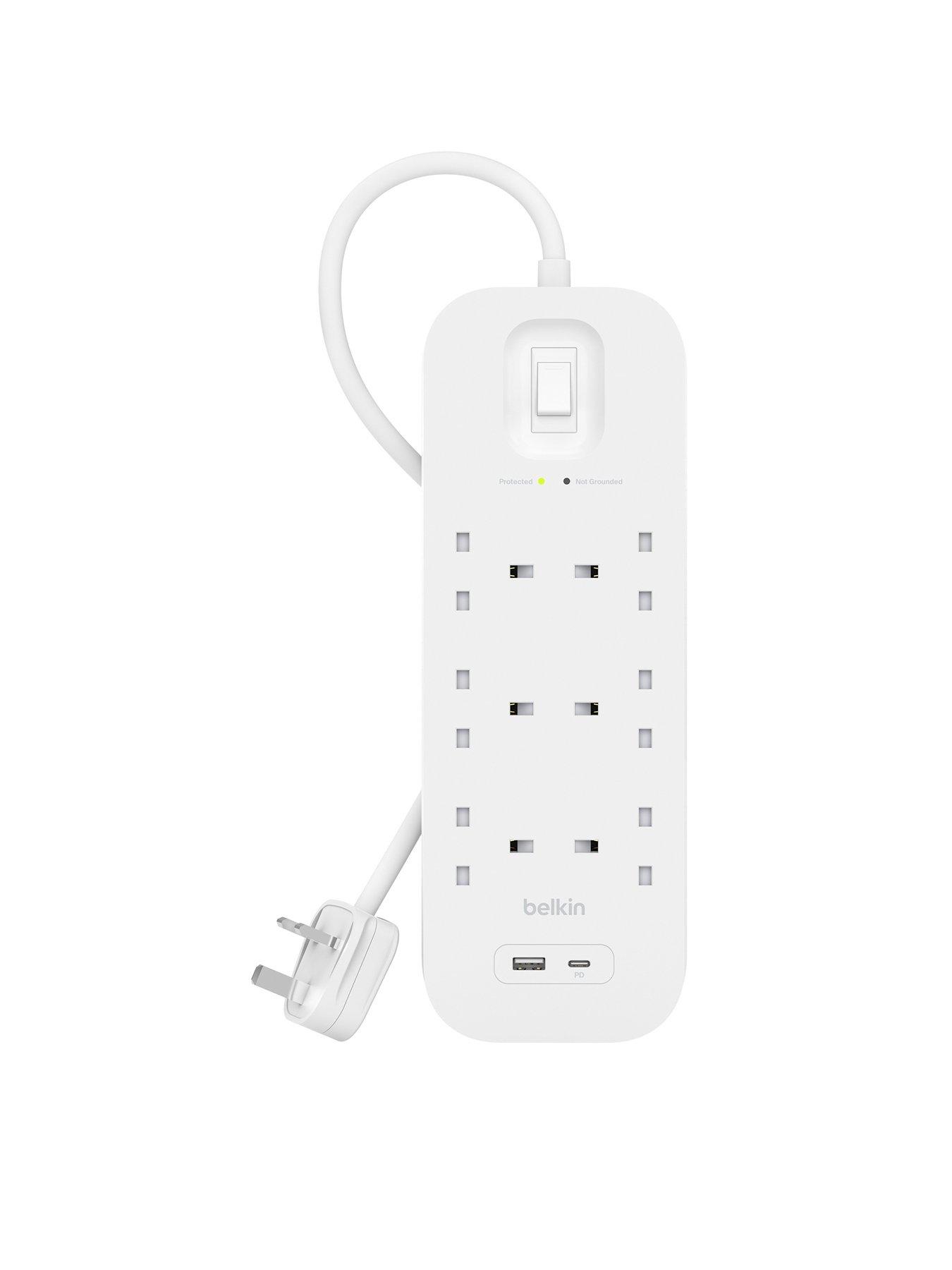 Belkin Socket 2m USB A C Surge Protected Extension Lead Very