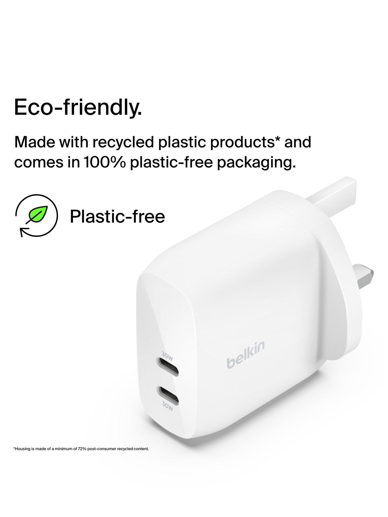 Image 4 of 6 of Belkin 60W USB-C Dual Port Mains Charger - White