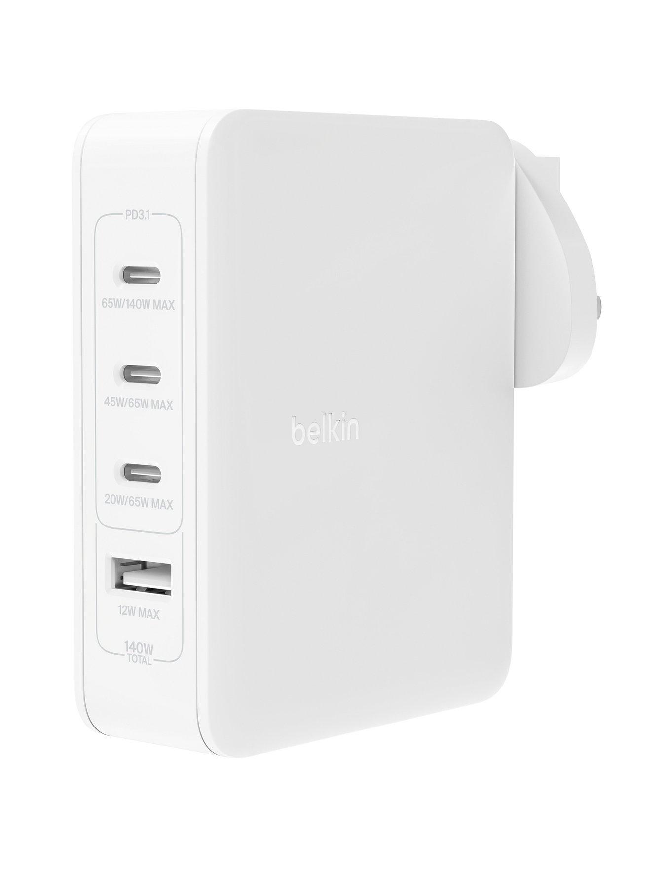 Belkin Belkin 140W 4 Port Gan Wall Charger With Travel Tips -White