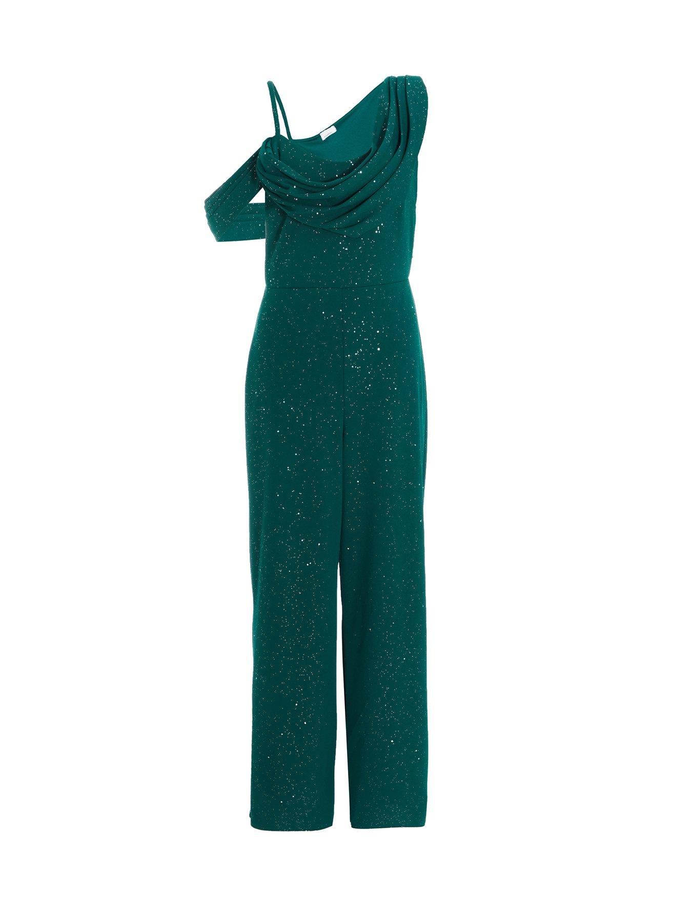 Quiz Bottle Green Glitter Palazzo Jumpsuit Very