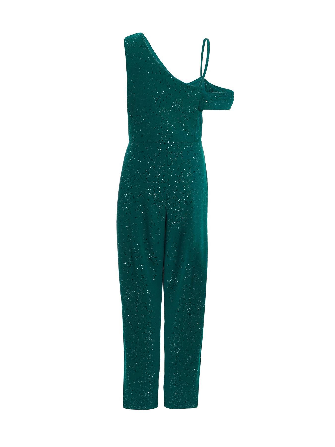 Quiz Bottle Green Glitter Palazzo Jumpsuit Very