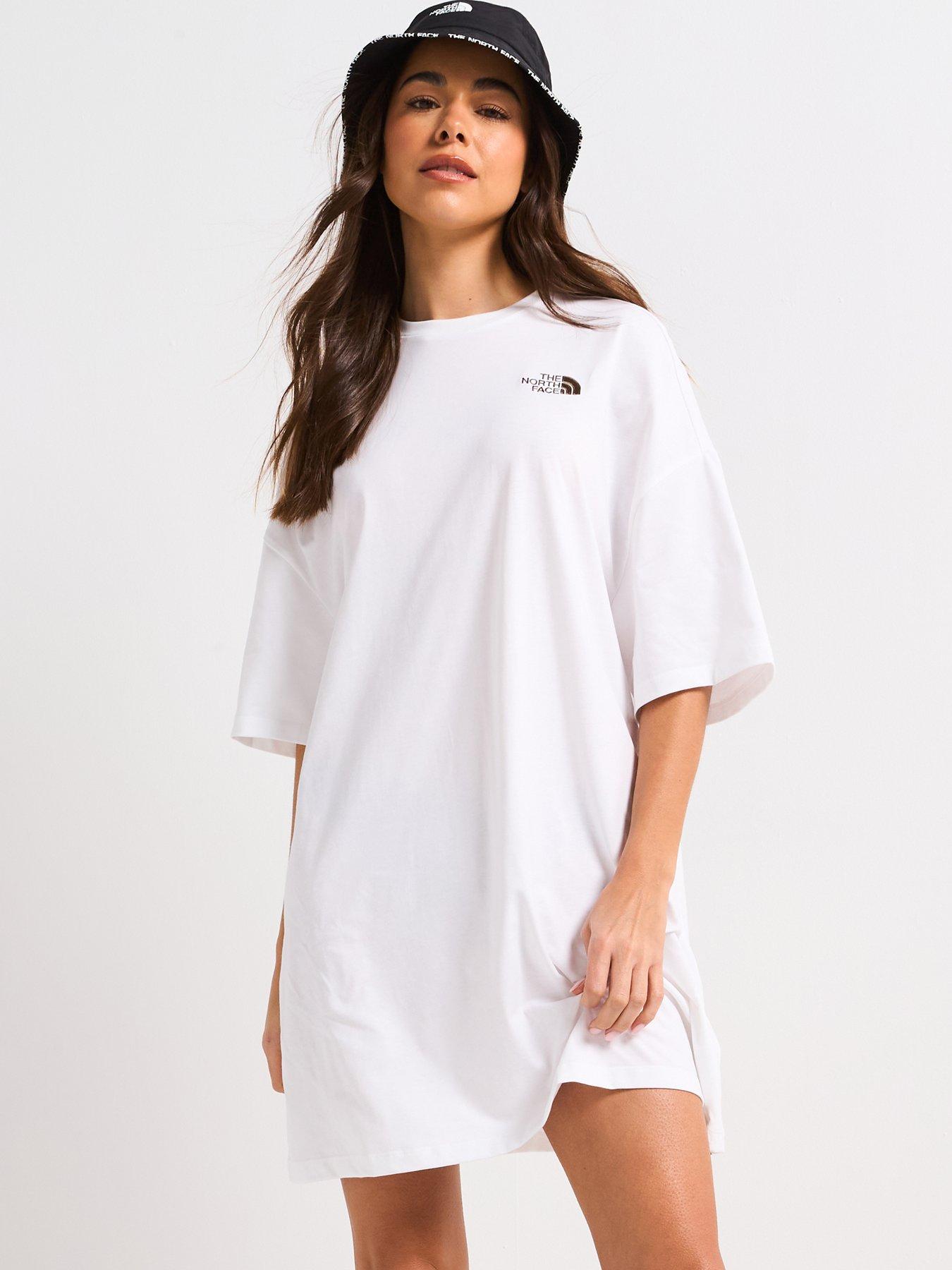 undefined Women's Short Sleeve Essential Oversized Tee Dress - White