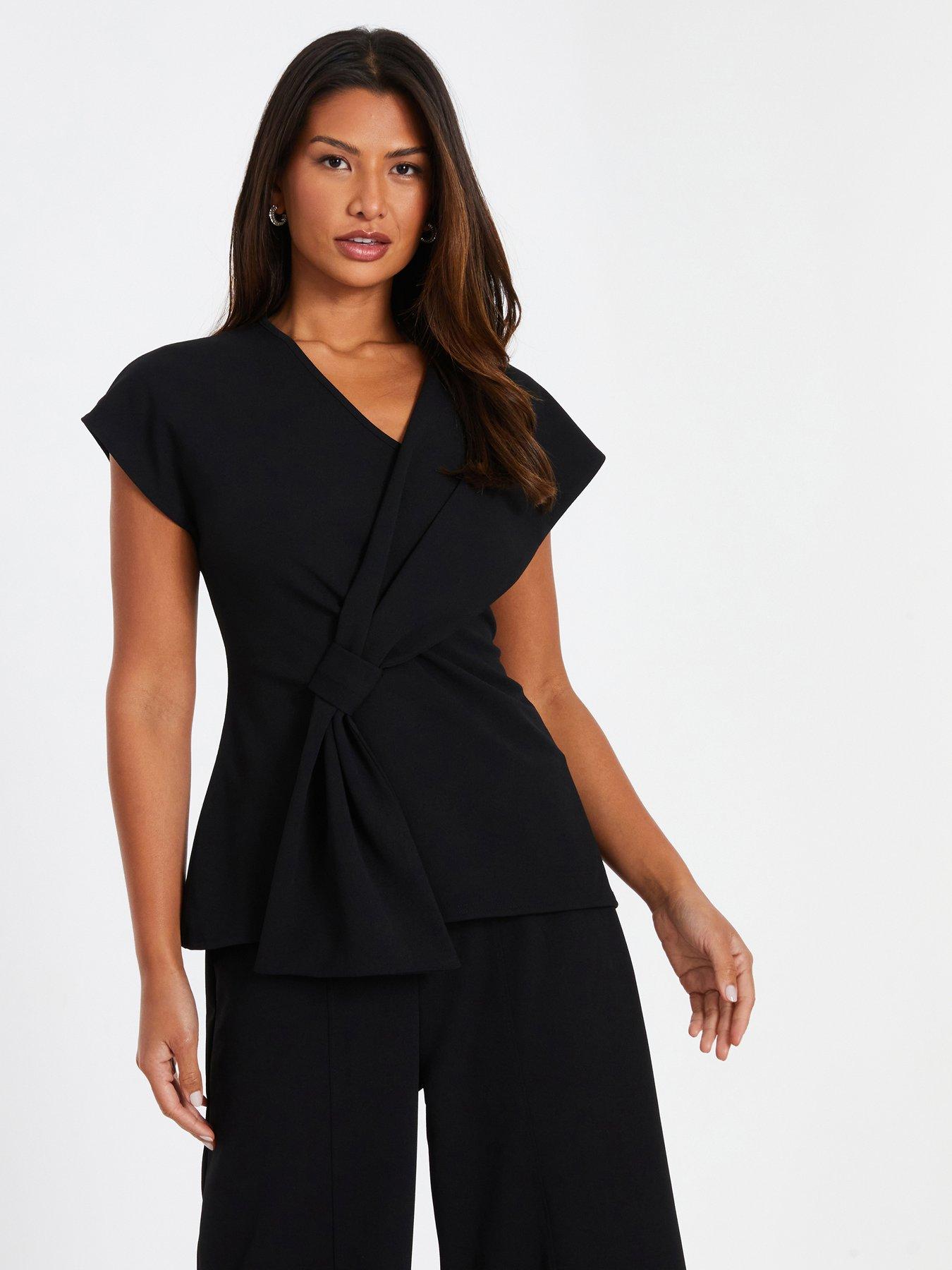 Image 1 of 6 of Quiz Tie Front Top - Black